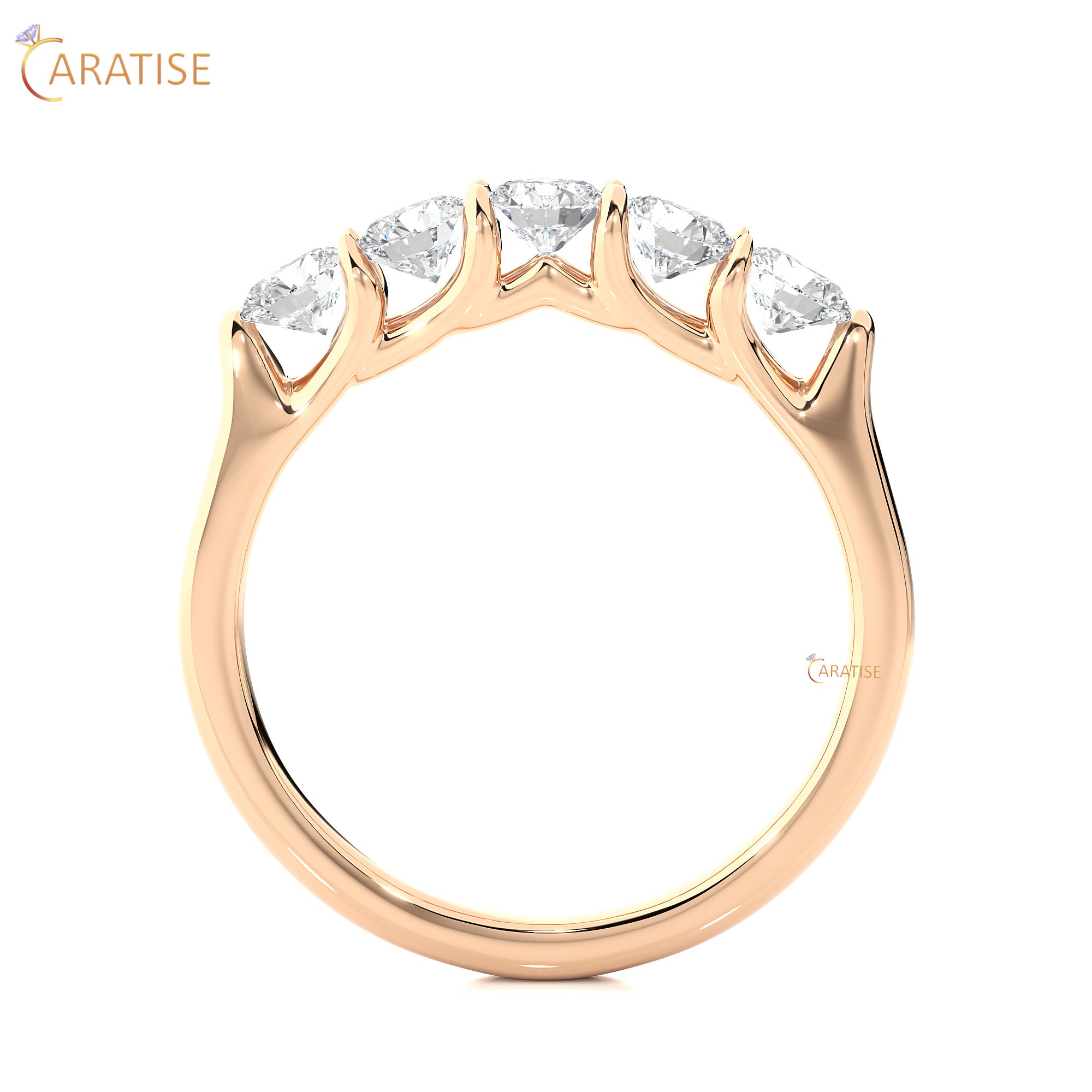 1.03 TDW Round Cut Moissanite Diamond Band Ring 925 Silver