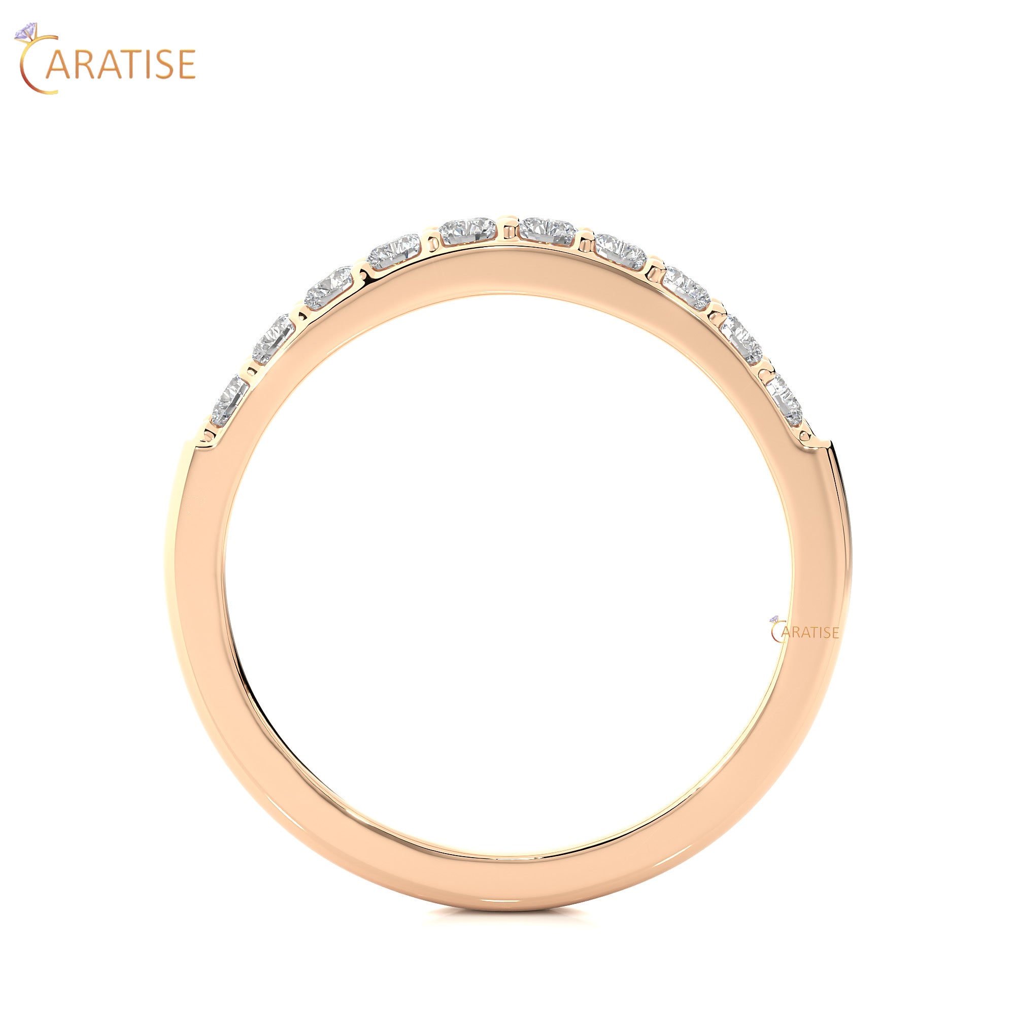 0.40 TDW Round Cut Moissanite Diamond Band Ring 925 Silver