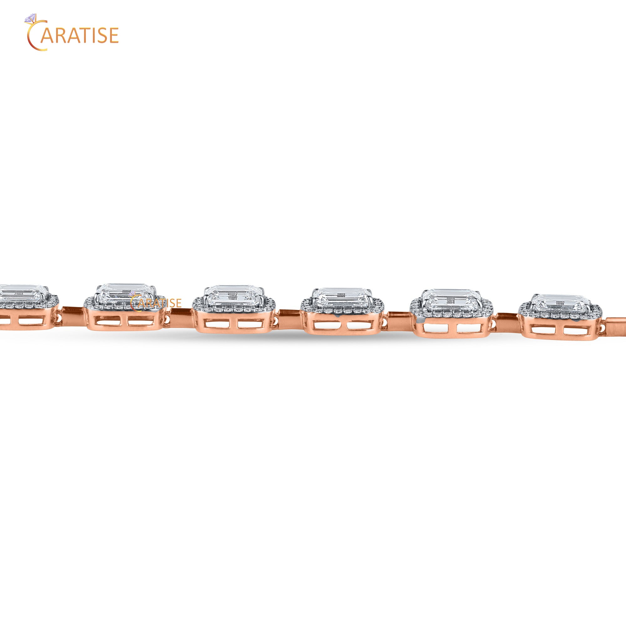 12.18 TDW Round Diamond Charm Bracelet 925 Silver