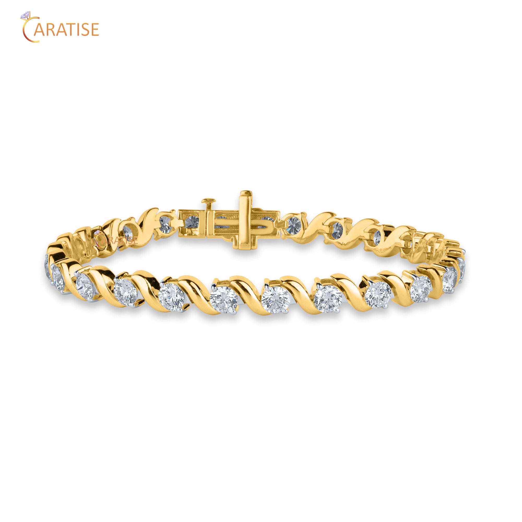 4.90 TDW Round Cut Diamond Charm Bracelet 925 Silver