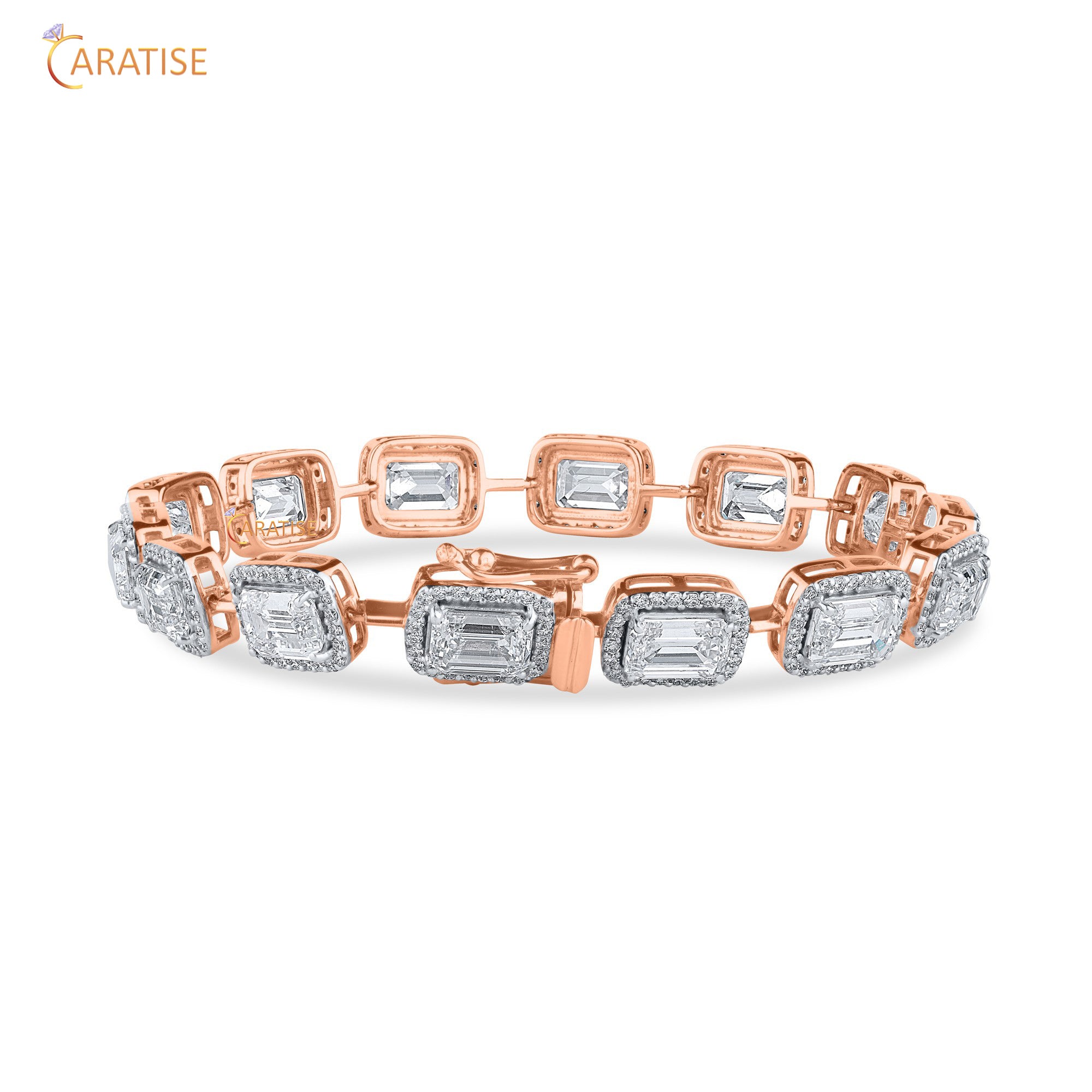 12.18 TDW Round Diamond Charm Bracelet 925 Silver