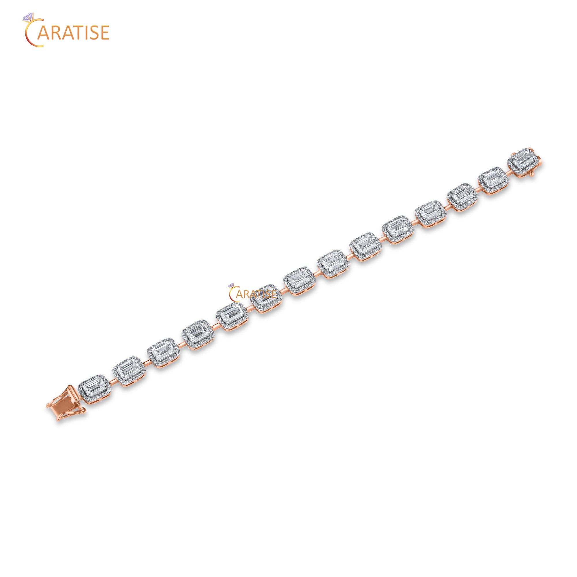 12.18 TDW Round Diamond Charm Bracelet 925 Silver