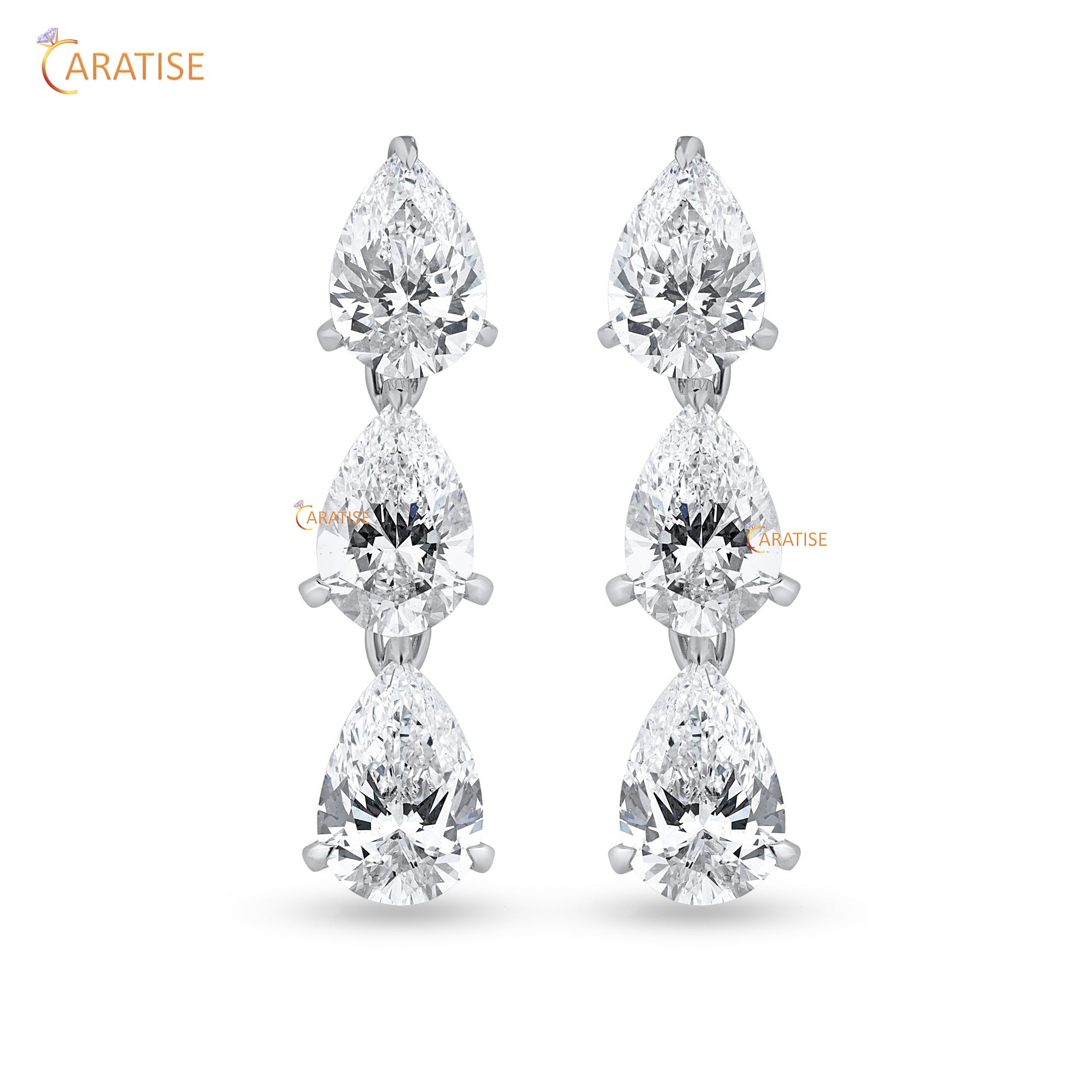 34.63 TDW Pear Cut Moissanite Diamond Charm Necklace 925 Silver