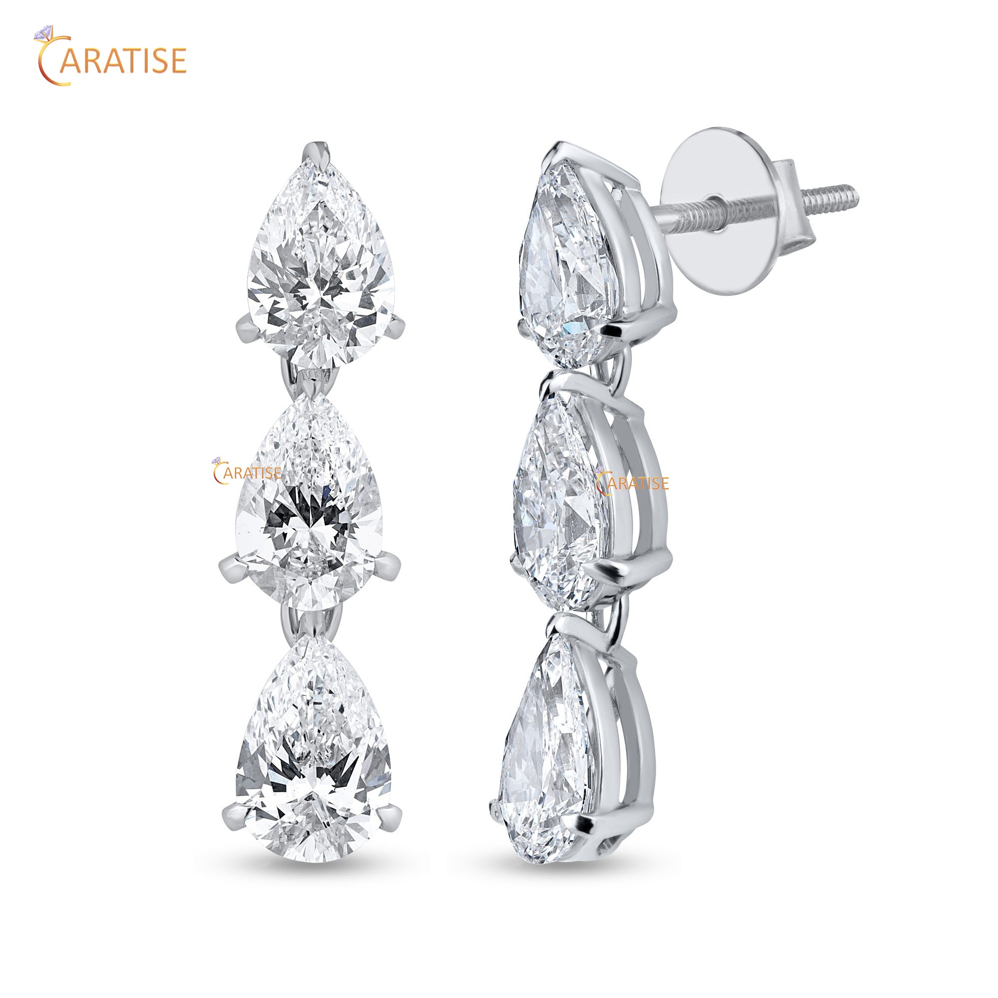 34.63 TDW Pear Cut Moissanite Diamond Charm Necklace 925 Silver