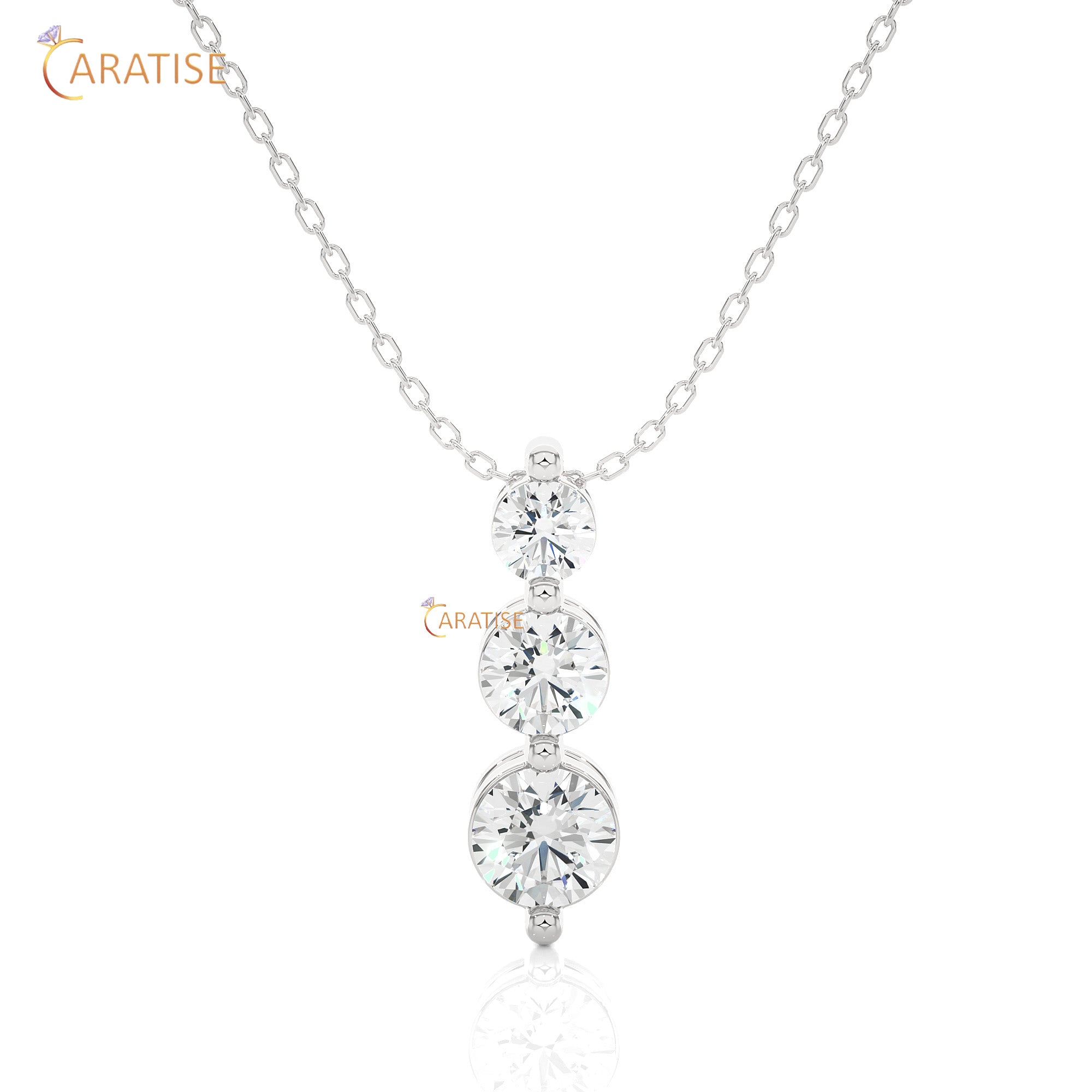 0.84 TDW Round Cut Moissanite Diamond Custom Pendant With Chain 925 Silver