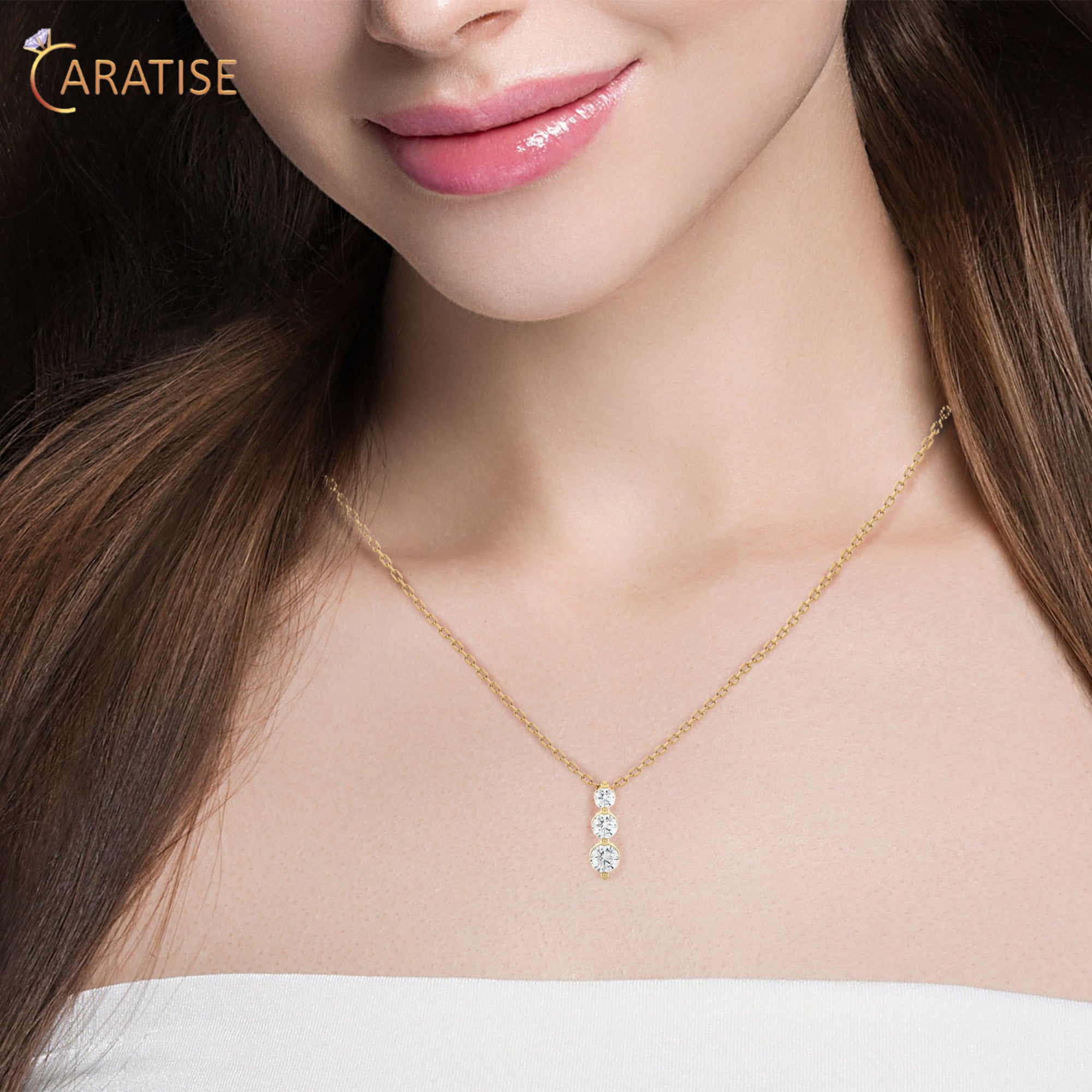 0.84 TDW Round Cut Moissanite Diamond Custom Pendant With Chain 925 Silver