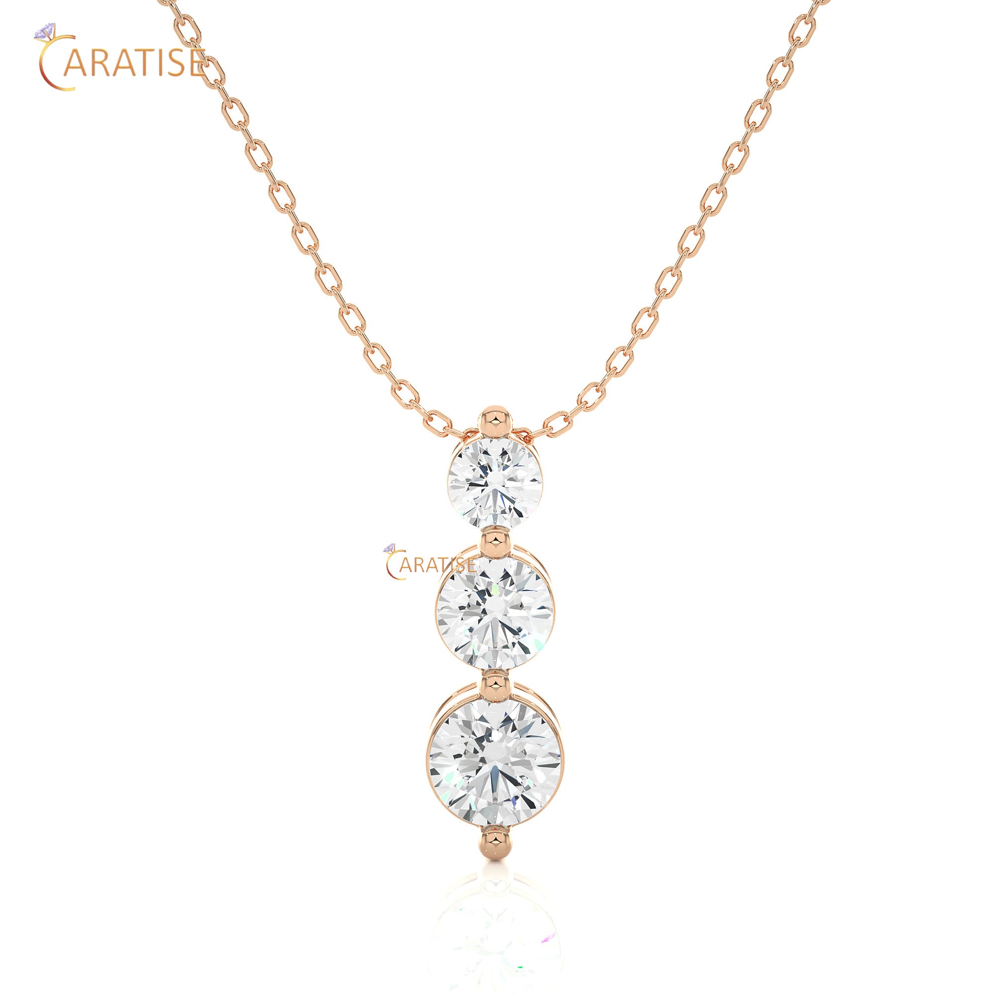 0.84 TDW Round Cut Moissanite Diamond Custom Pendant With Chain 925 Silver