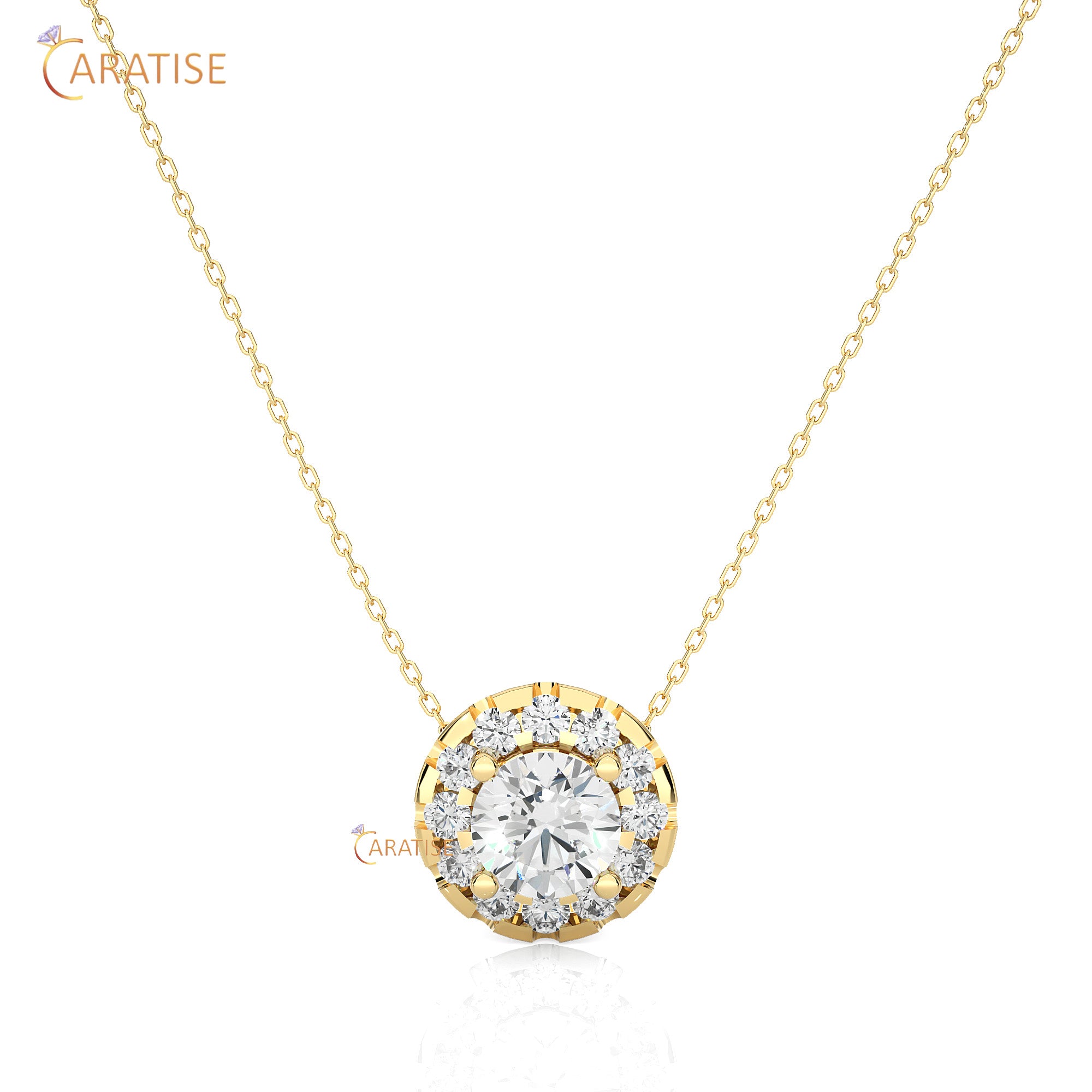 0.34 TDW Round Cut Moissanite Diamond Custom Pendant With Chain 925 Silver