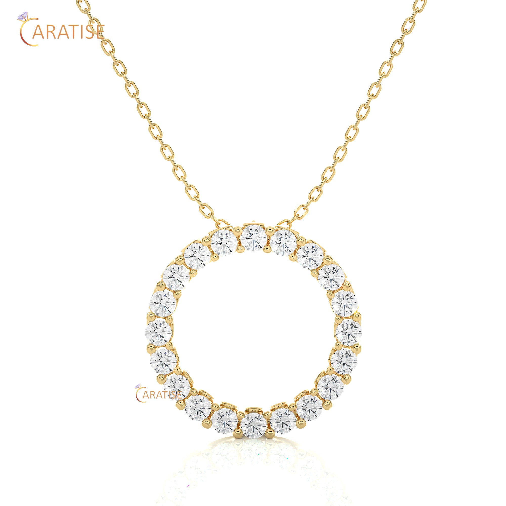 1.64 TDW Round Cut Moissanite Diamond Custom Pendant With Chain 925 Silver