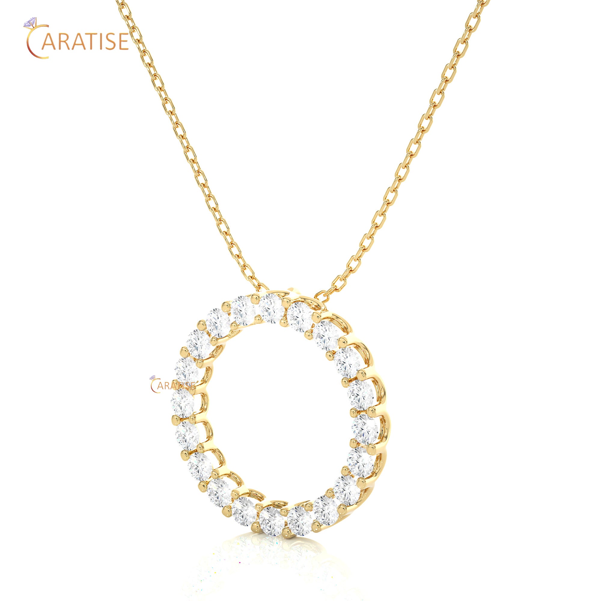 1.64 TDW Round Cut Moissanite Diamond Custom Pendant With Chain 925 Silver