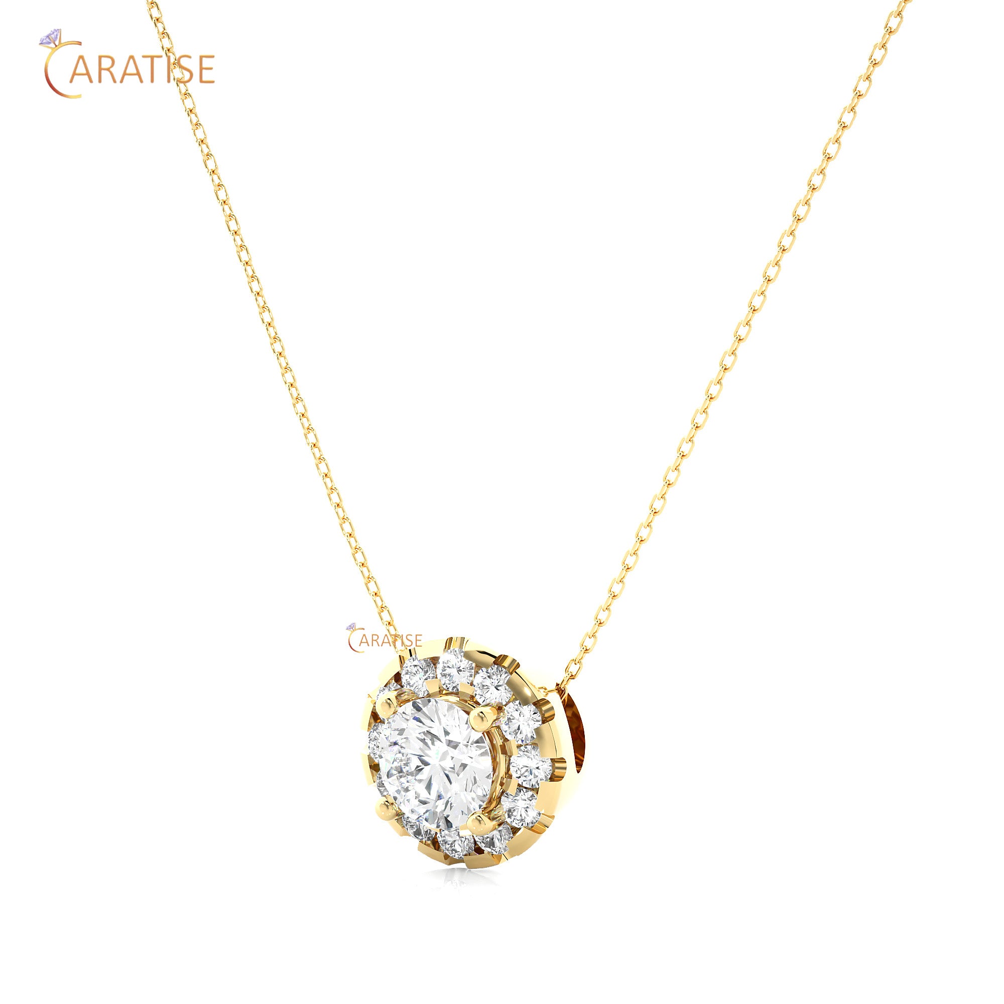 0.34 TDW Round Cut Moissanite Diamond Custom Pendant With Chain 925 Silver