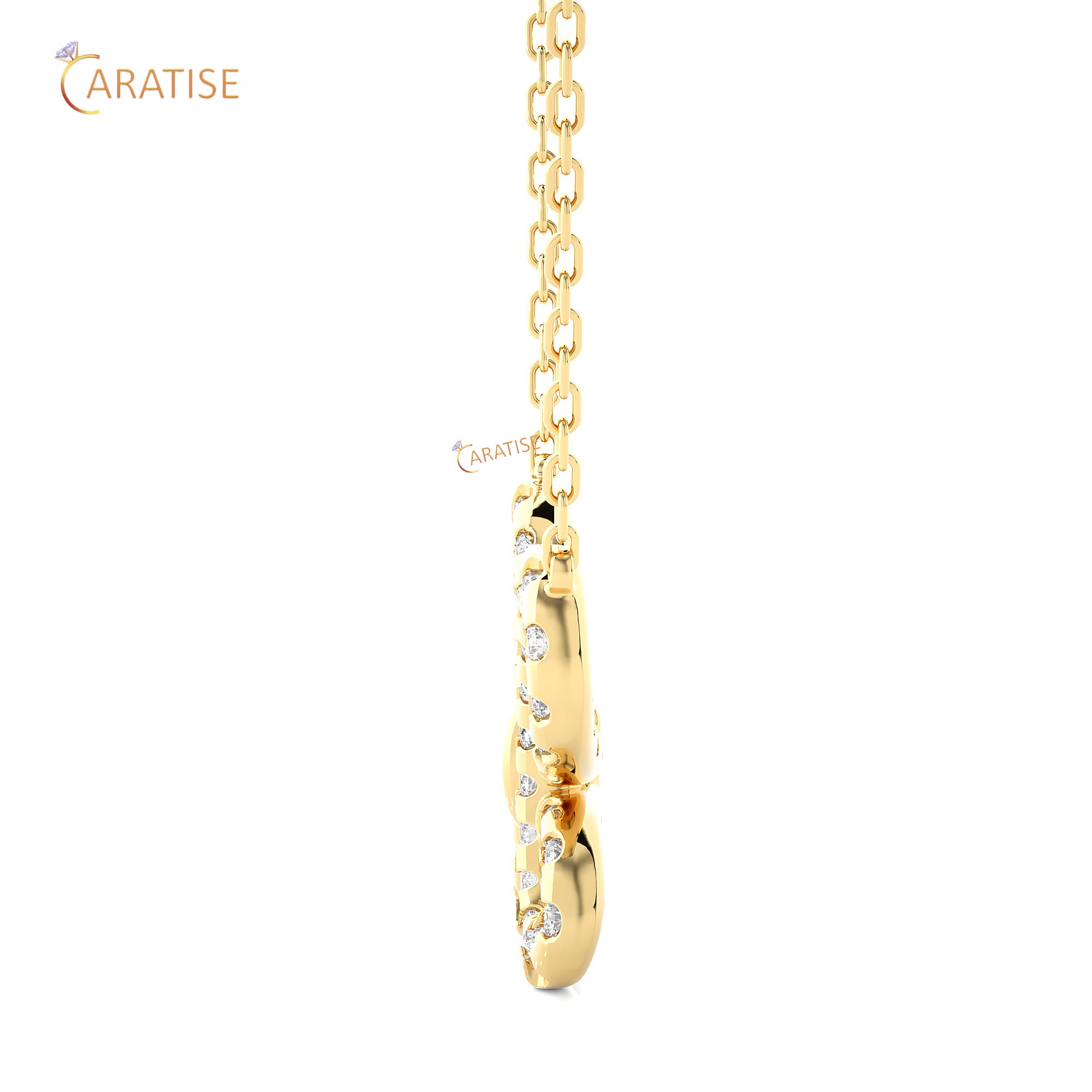 0.31 TDW Round Cut Moissanite Diamond Custom Pendant With Chain 925 Silver