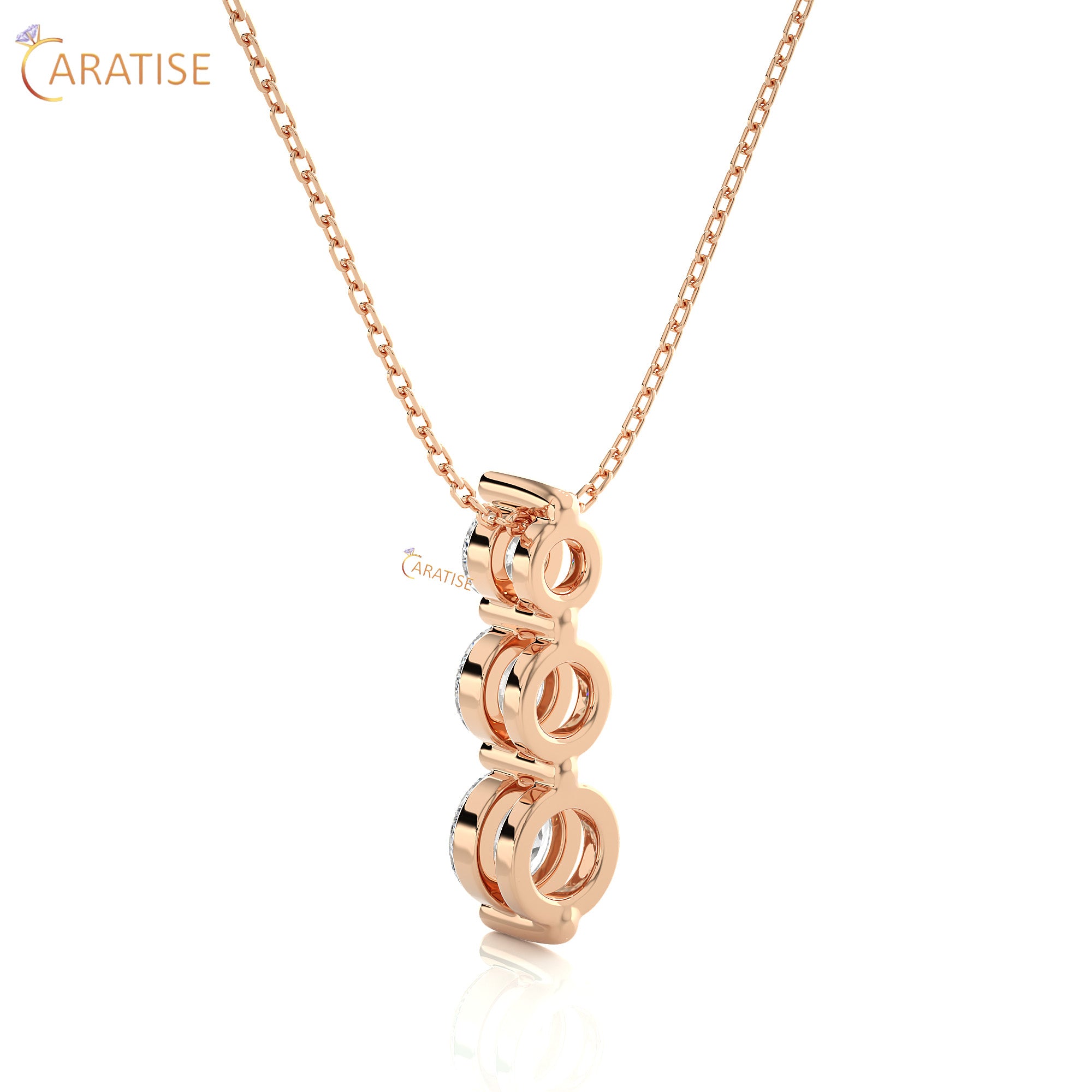 0.84 TDW Round Cut Moissanite Diamond Custom Pendant With Chain 925 Silver