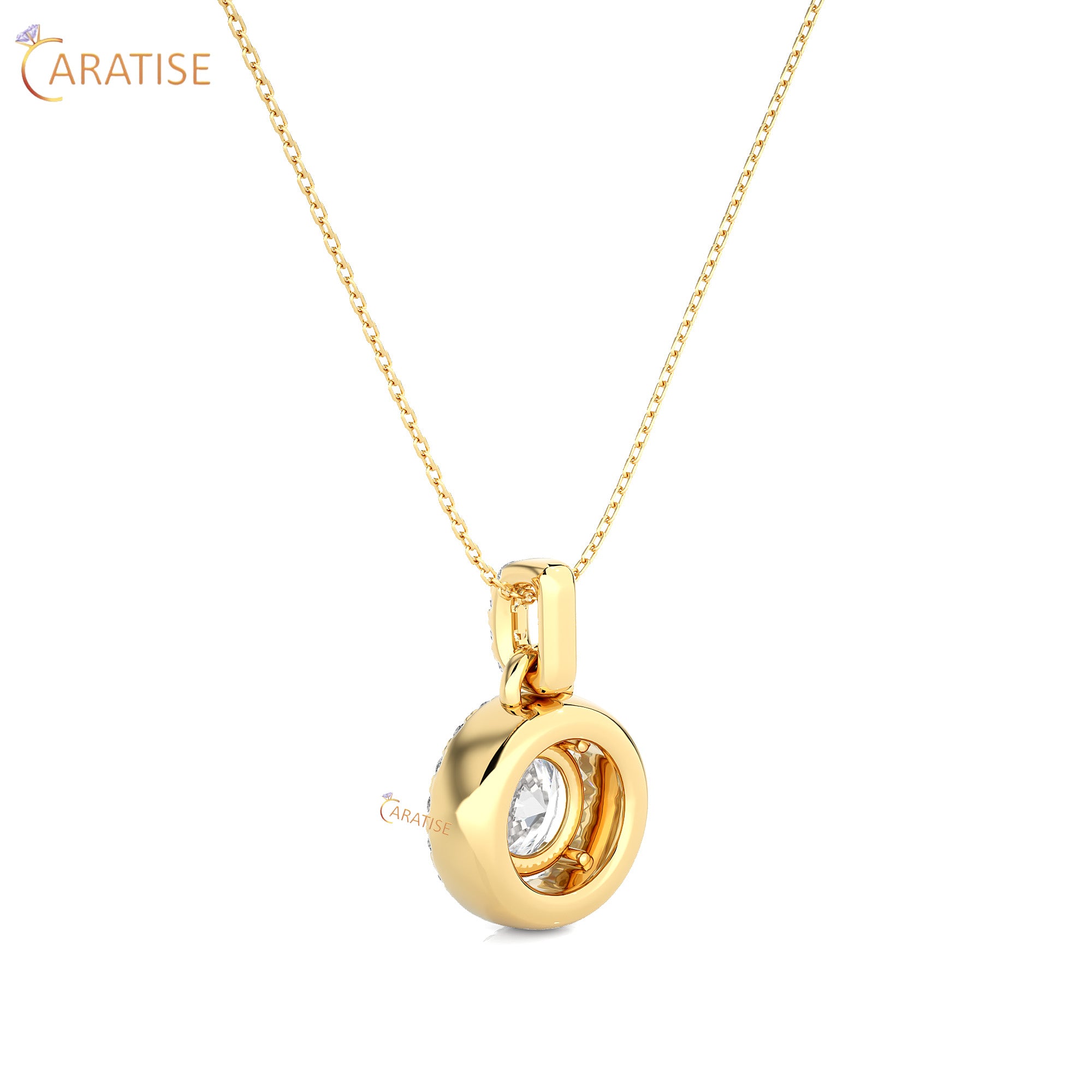 1.52 TDW Round Cut Moissanite Diamond Custom Pendant With Chain 925 Silver