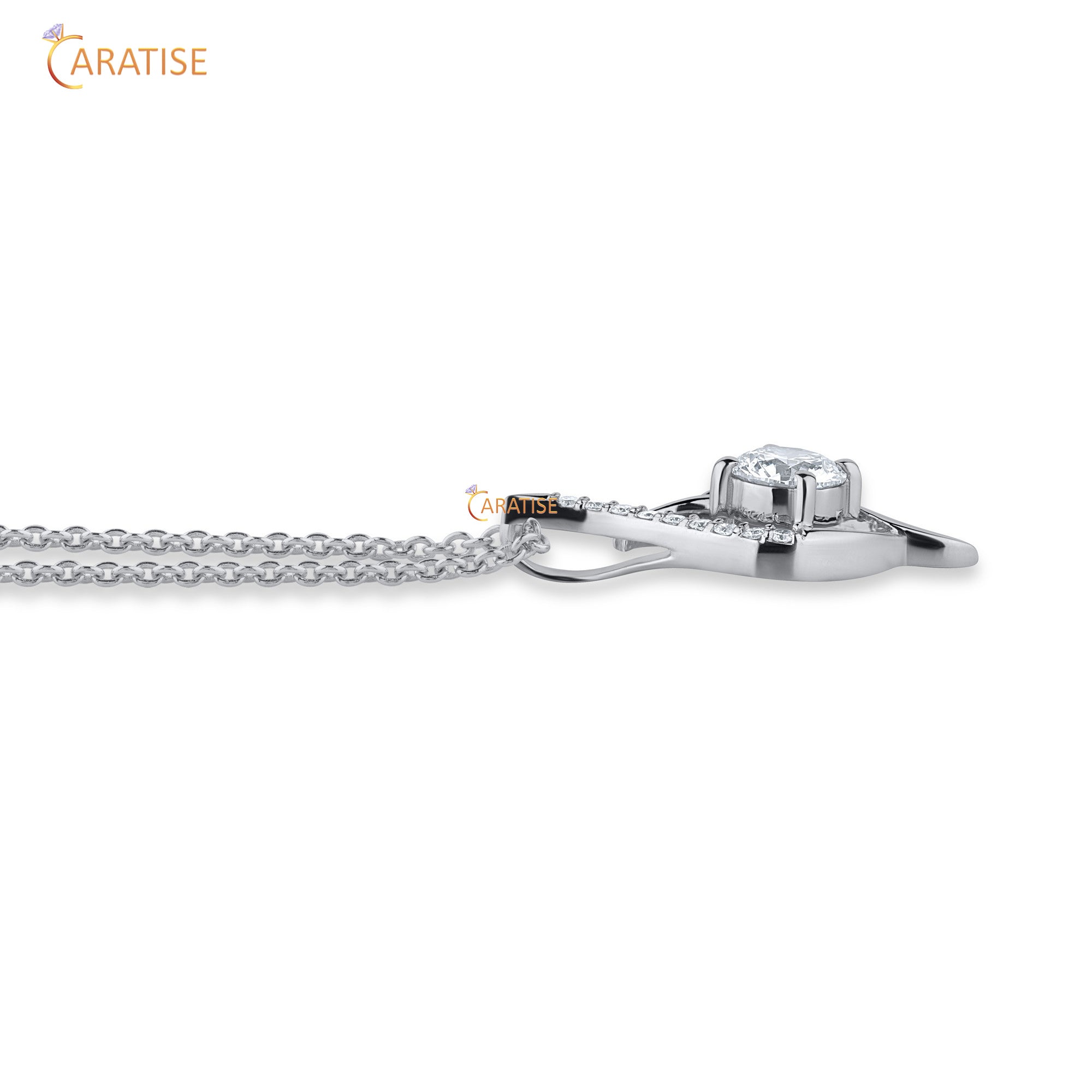 0.89 TDW Round Cut Moissanite Diamond Custom Pendant With Chain 925 Silver