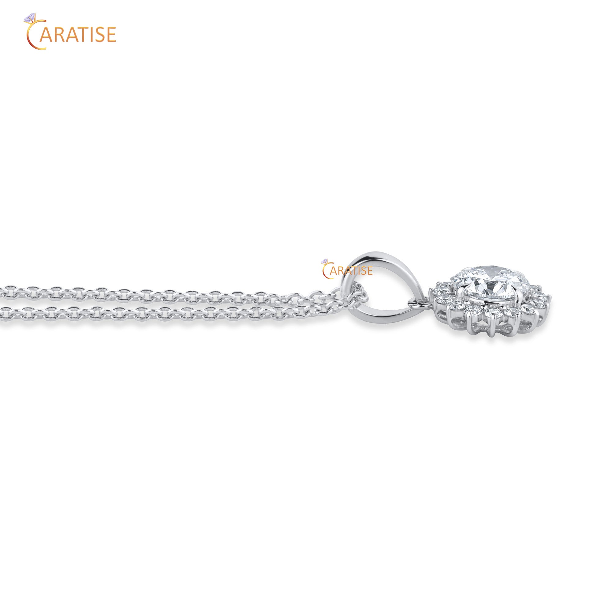 1.77 TDW Round Cut Moissanite Diamond Custom Pendant With Chain 925 Silver