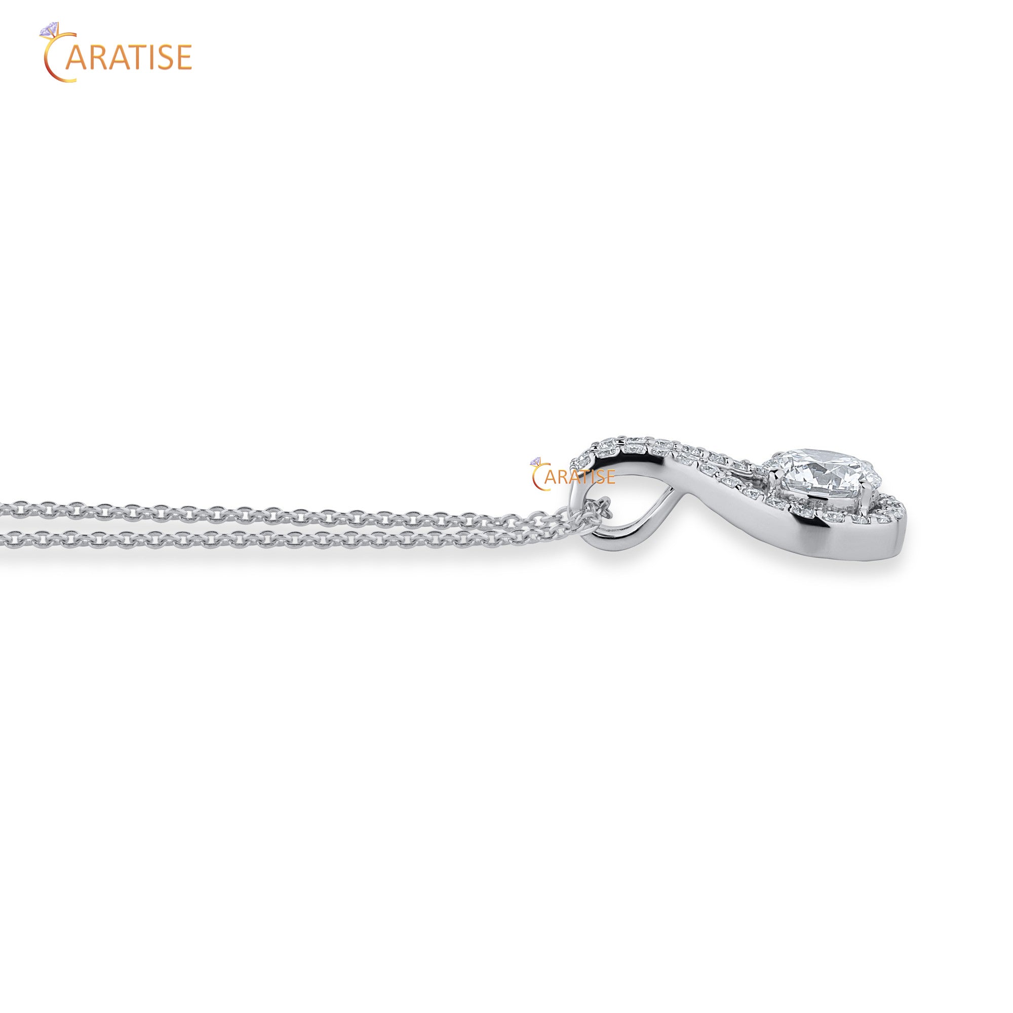 1.54 TDW Round Cut Moissanite Diamond Custom Pendant With Chain 925 Silver