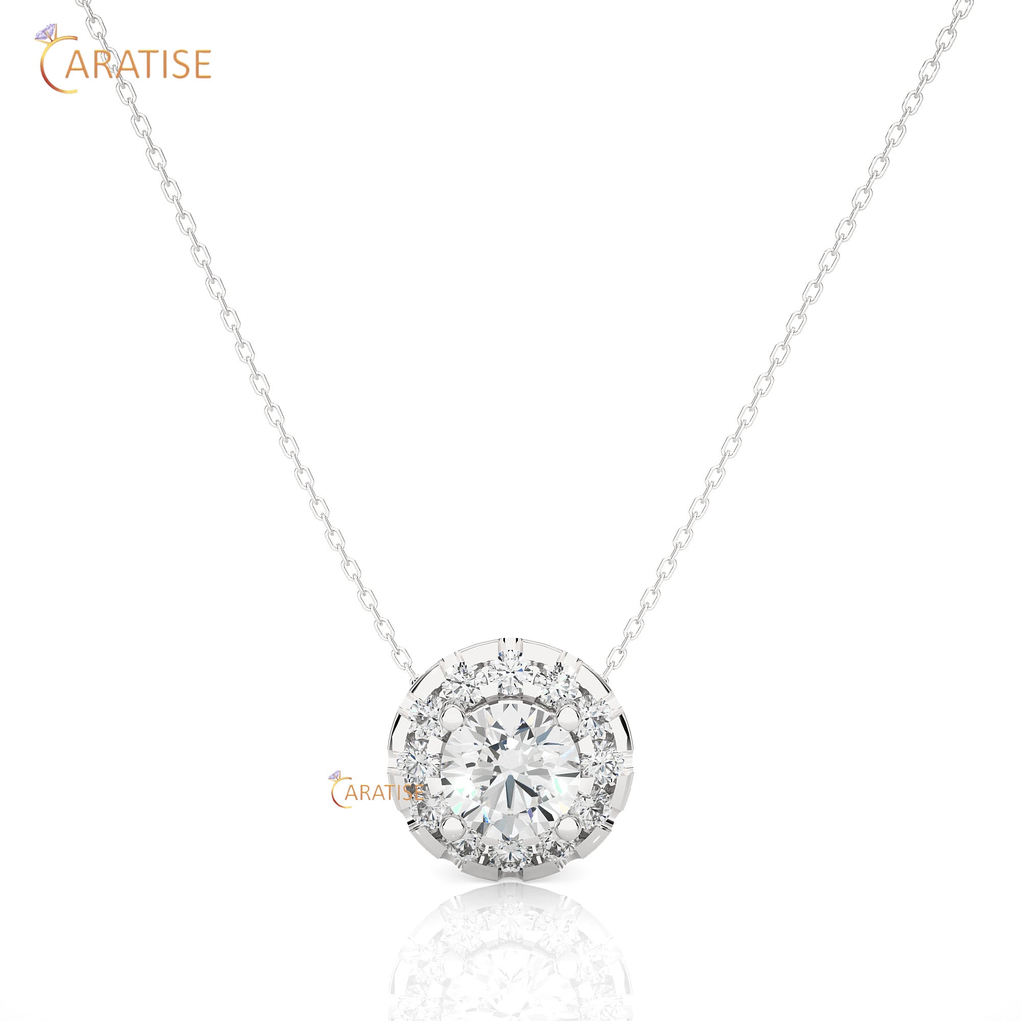 0.34 TDW Round Cut Moissanite Diamond Custom Pendant With Chain 925 Silver