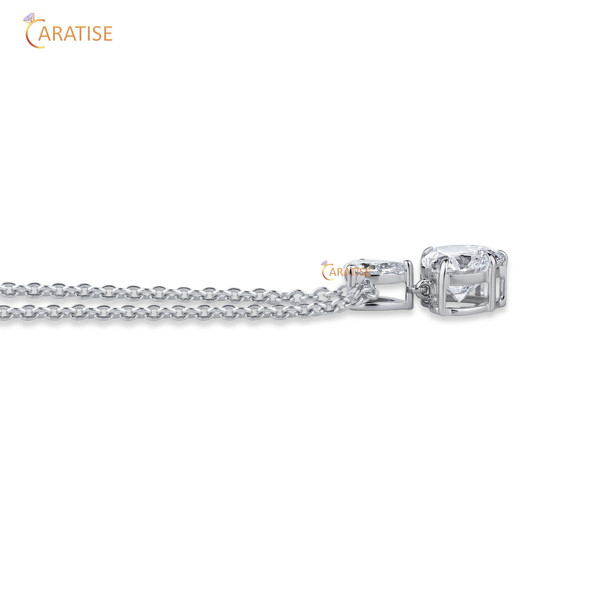 1.41 TDW Heart & Pear Cut Moissanite Diamond Custom Pendant With Chain 925 Silver