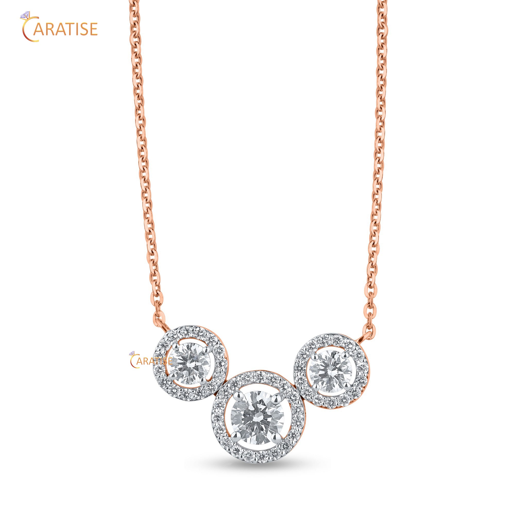 1.72 TDW Round Cut Moissanite  Diamond Custom Pendant With Chain 925 Silver