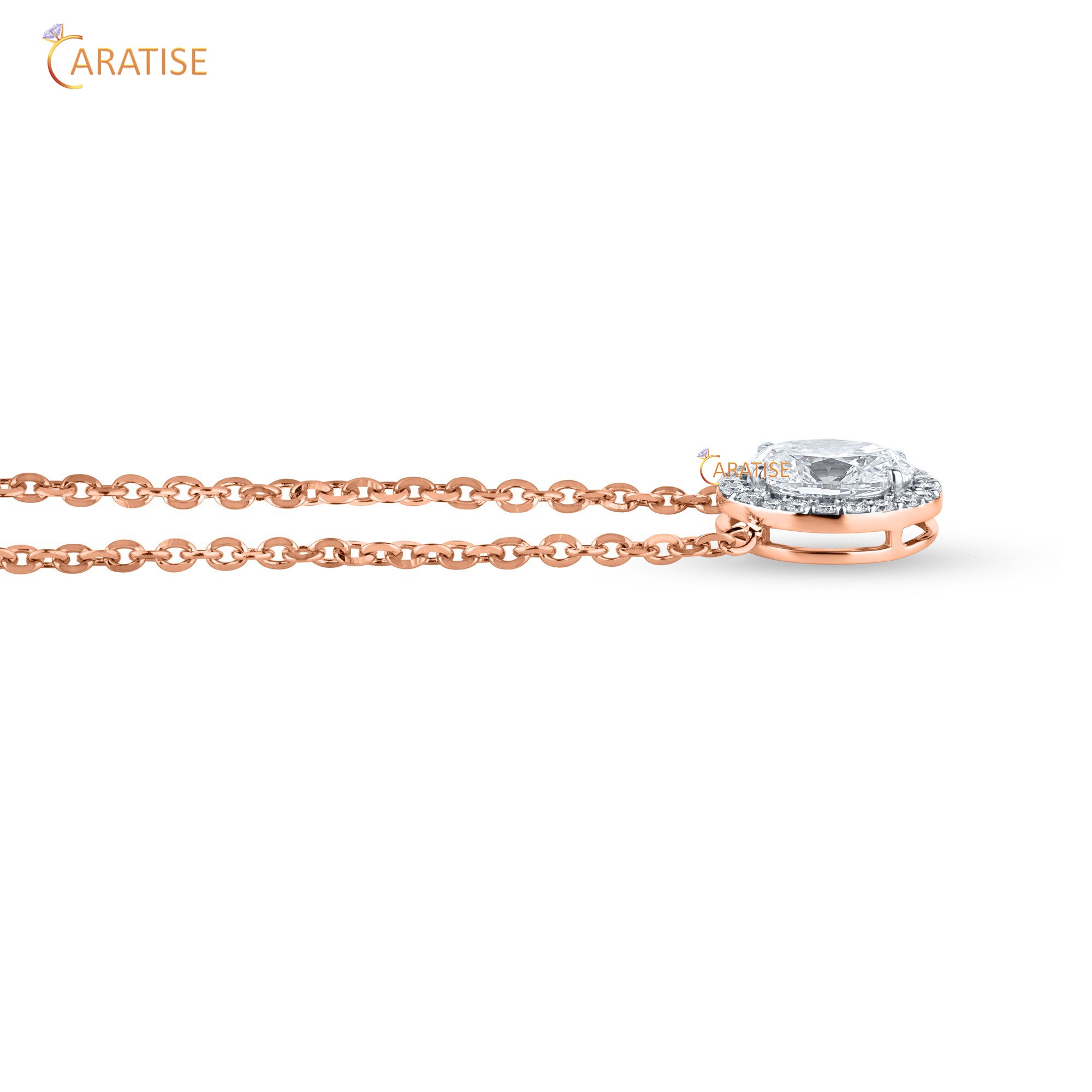 1.10 TDW Round Cut Moissanite Diamond Custom Pendant With Chain 925 Silver