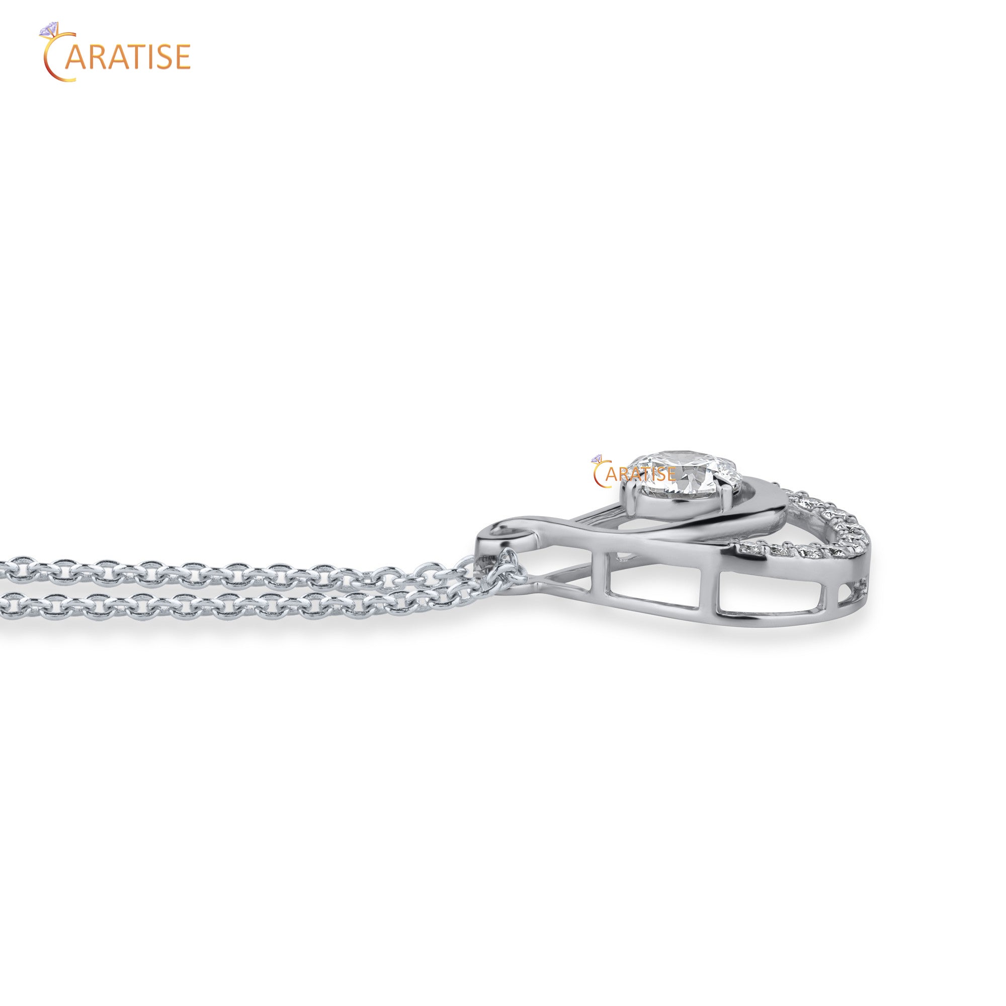 1.48 TDW Round Cut Moissanite Diamond Custom Pendant With Chain 925 Silver