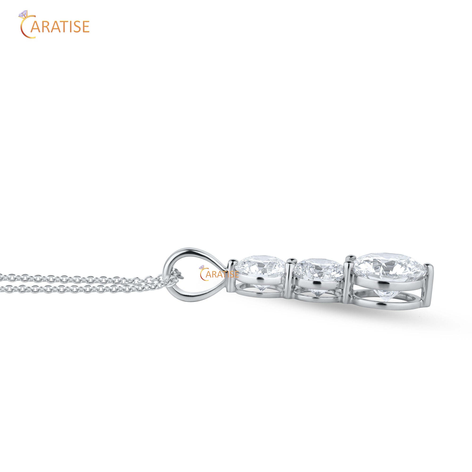 5.60 TDW Round Cut Moissanite Diamond Custom Pendant With Chain 925 Silver