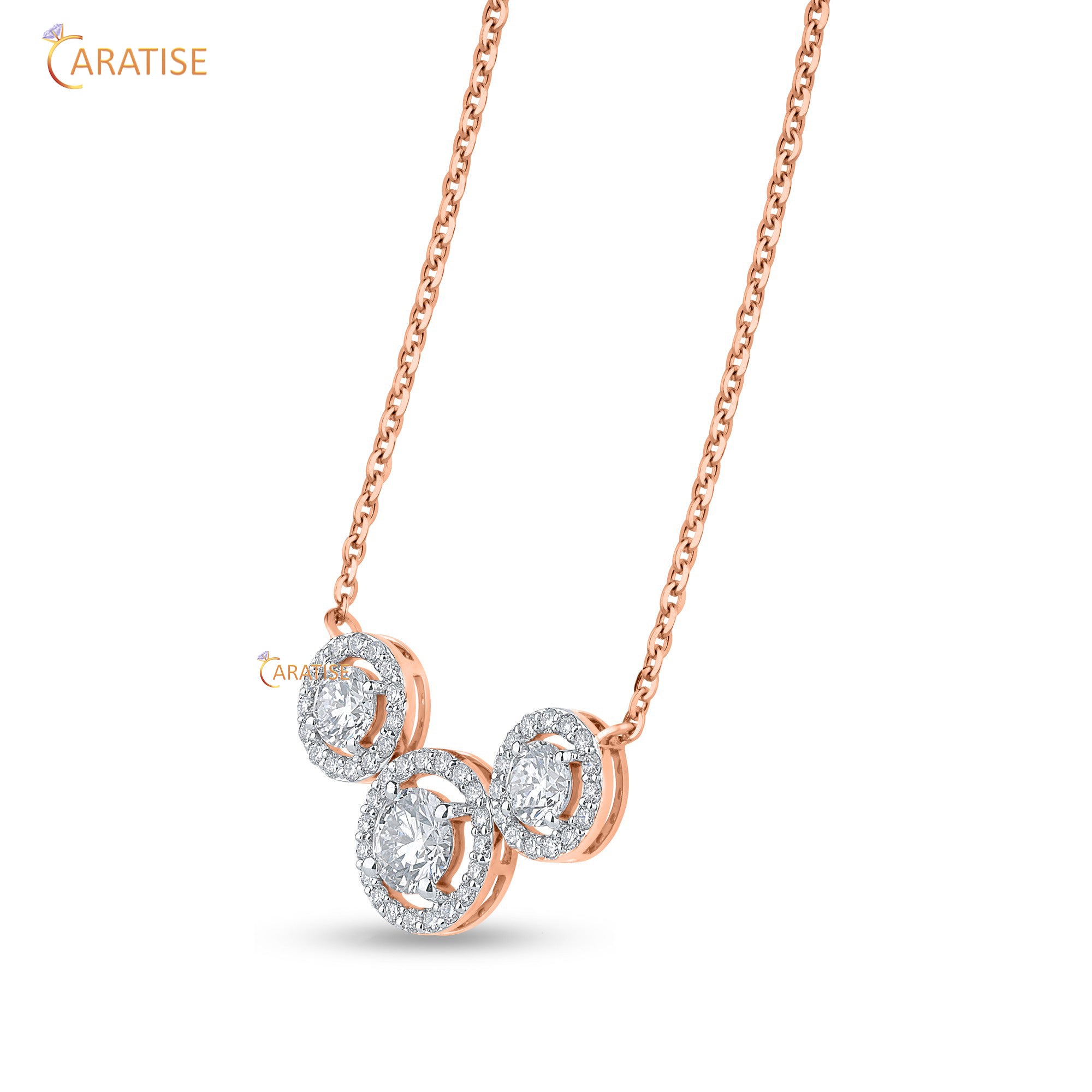 1.72 TDW Round Cut Moissanite  Diamond Custom Pendant With Chain 925 Silver