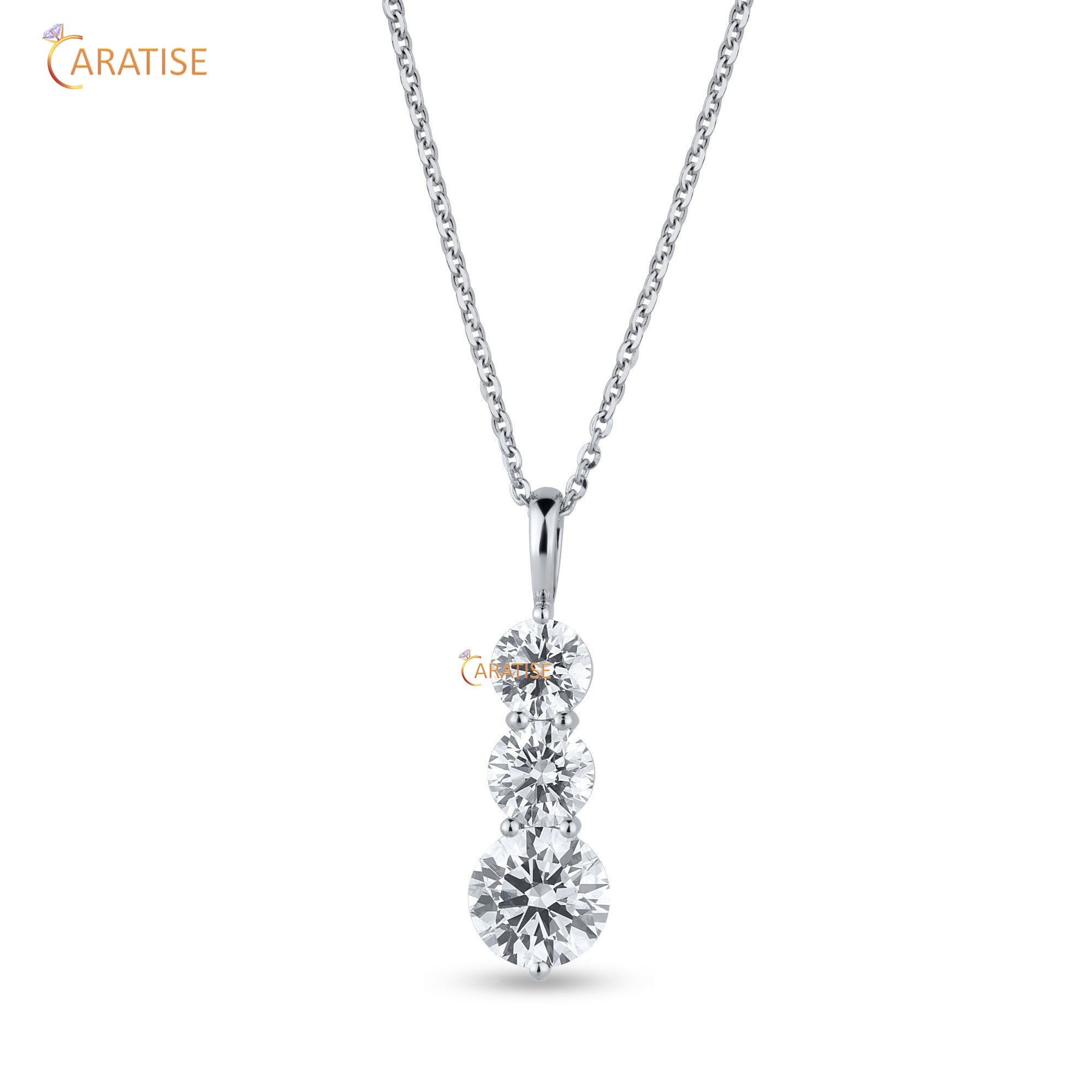 5.60 TDW Round Cut Moissanite Diamond Custom Pendant With Chain 925 Silver