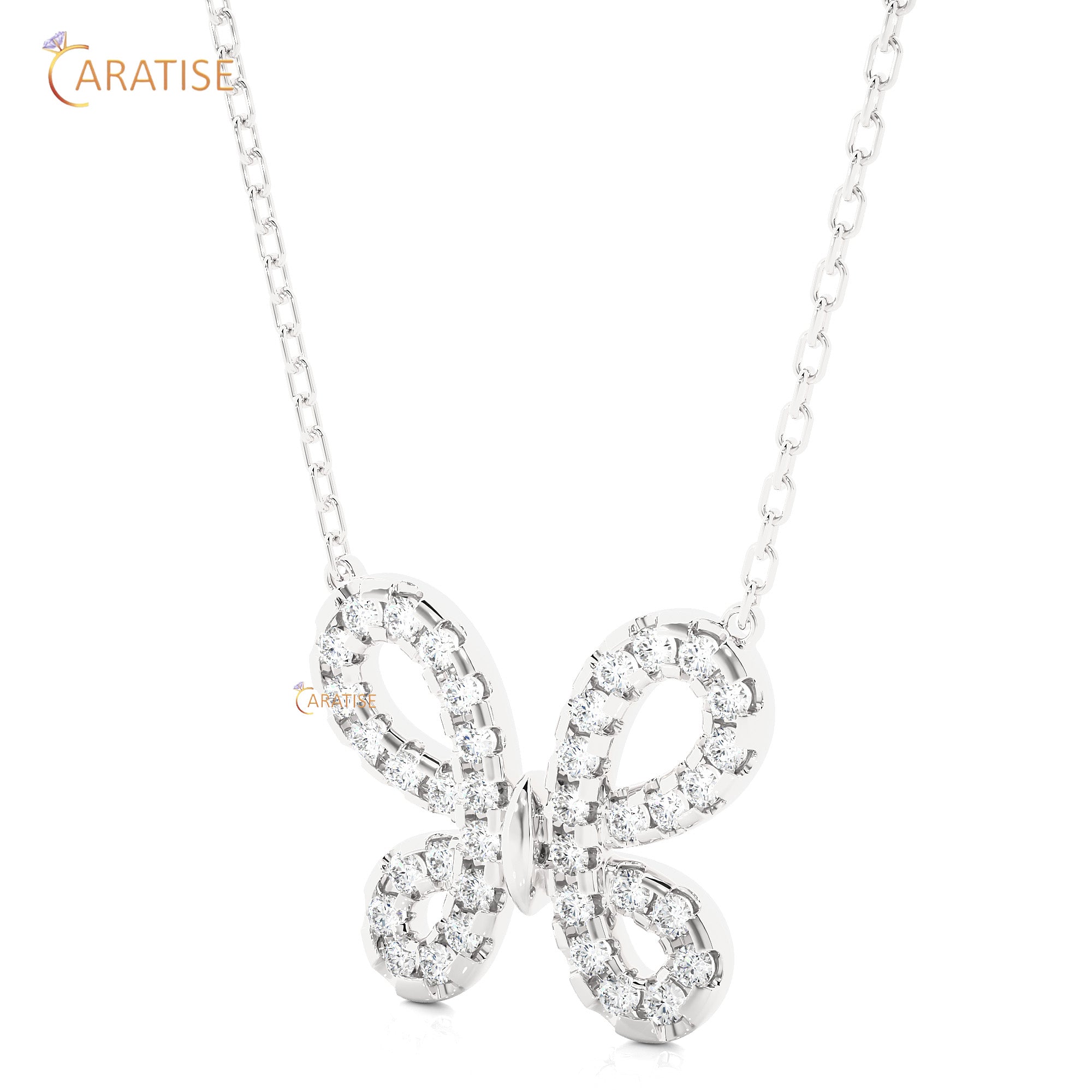 0.31 TDW Round Cut Moissanite Diamond Custom Pendant With Chain 925 Silver