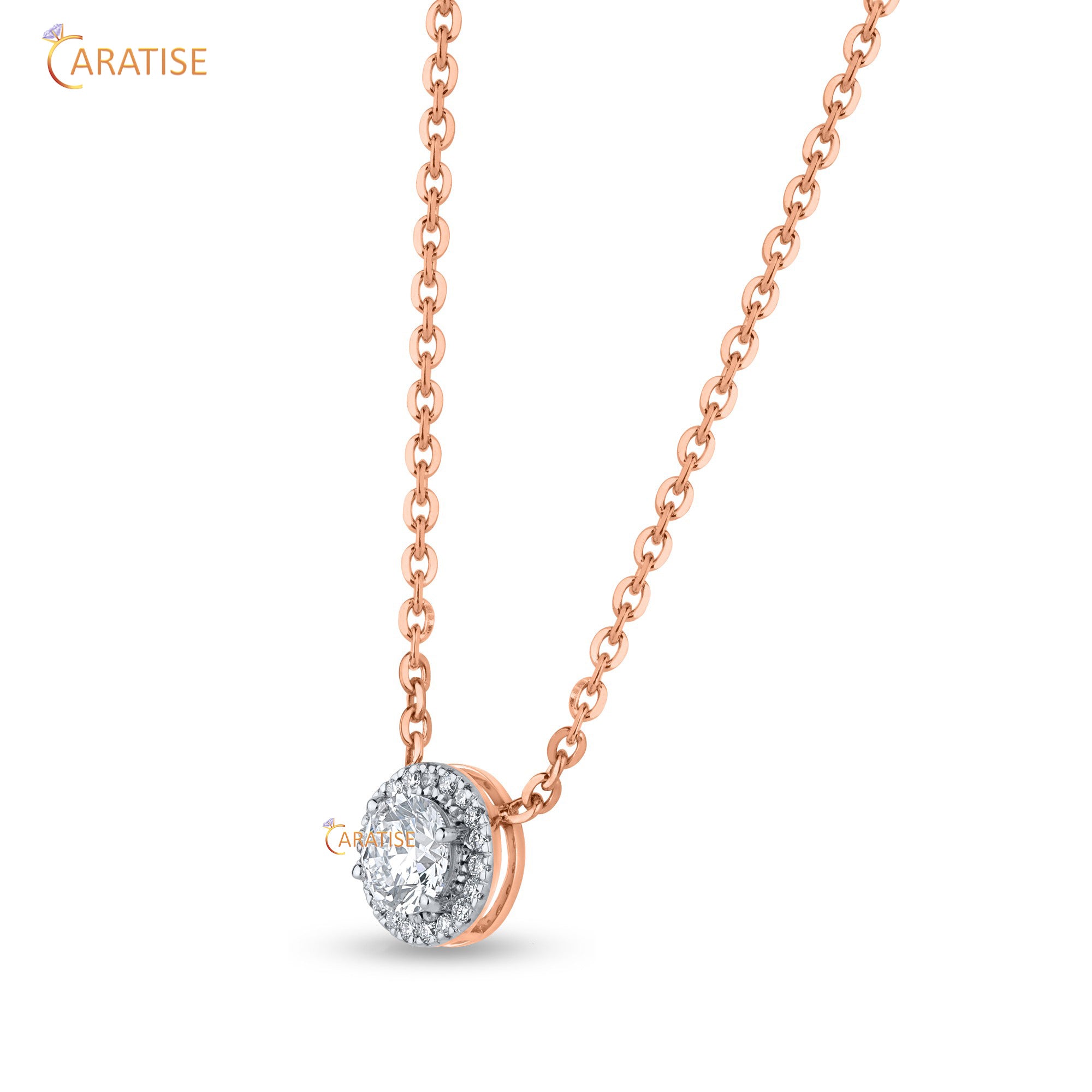 0.57 TDW Round Cut Moissanite Diamond Custom Pendant With Chain 925 Silver