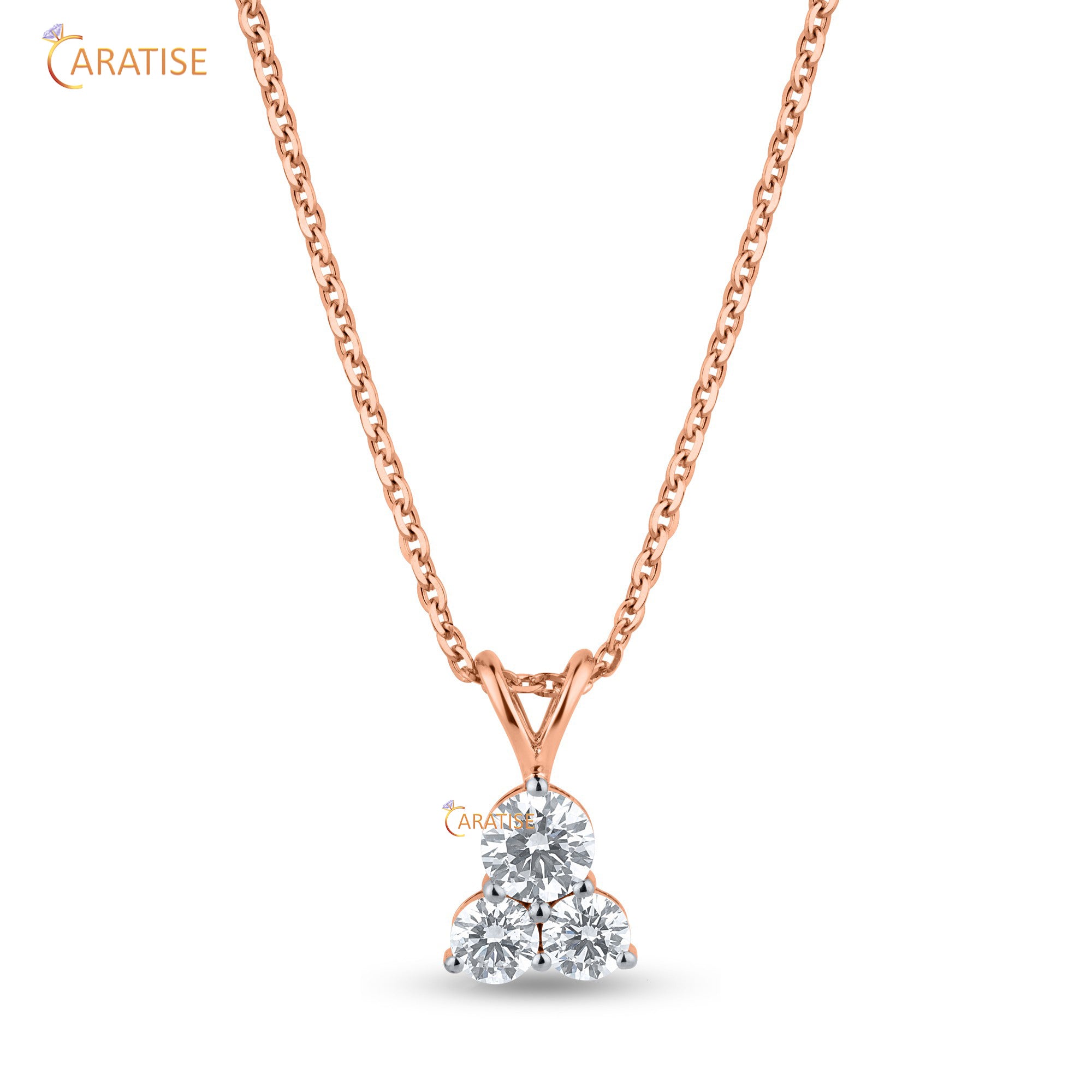 1.36 TDW Round Cut Moissanite Diamond Custom Pendant With Chain 925 Silver