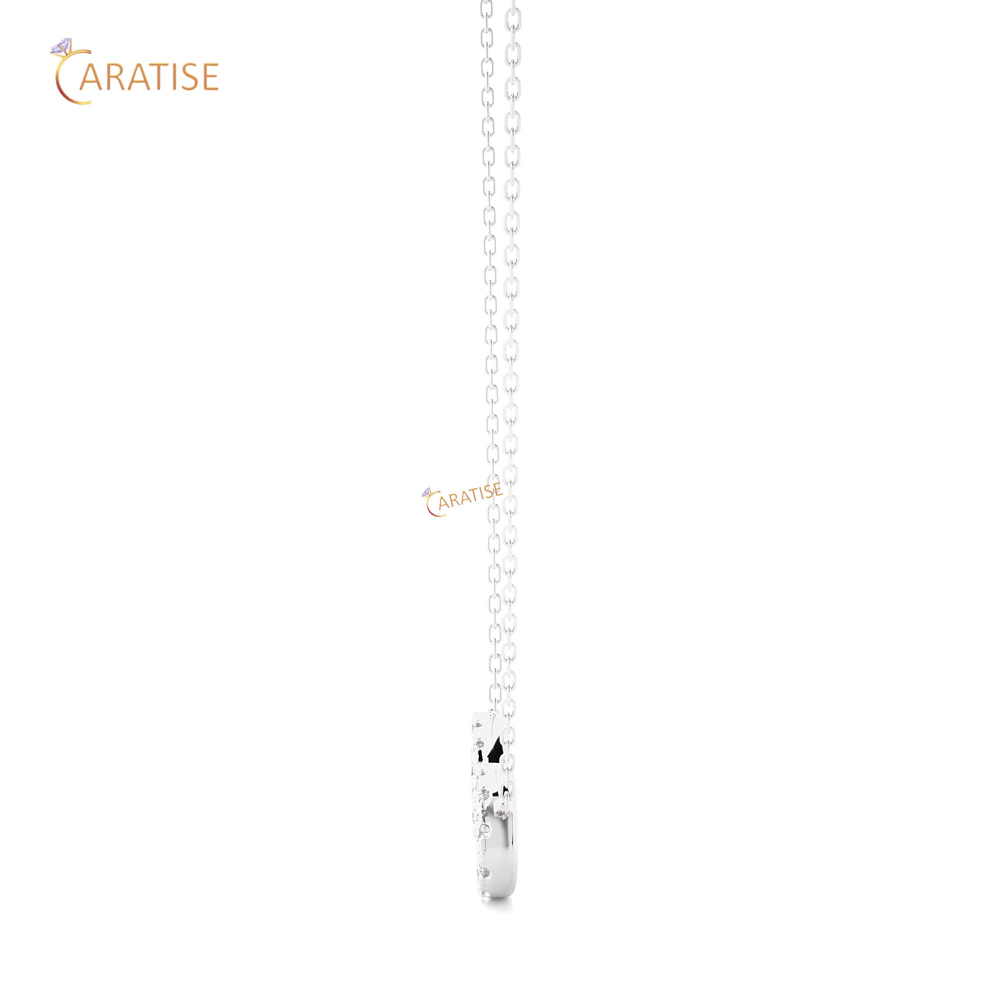 0.39 TDW Round Cut Moissanite Diamond Custom Pendant With Chain 925 Silver