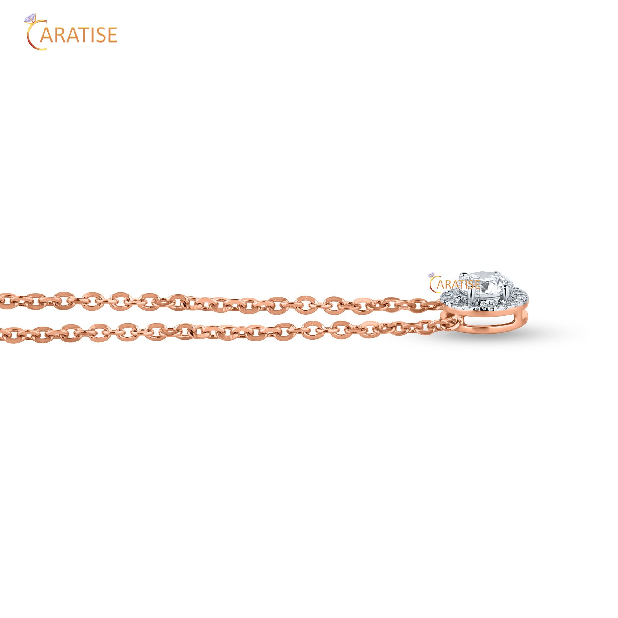 0.57 TDW Round Cut Moissanite Diamond Custom Pendant With Chain 925 Silver