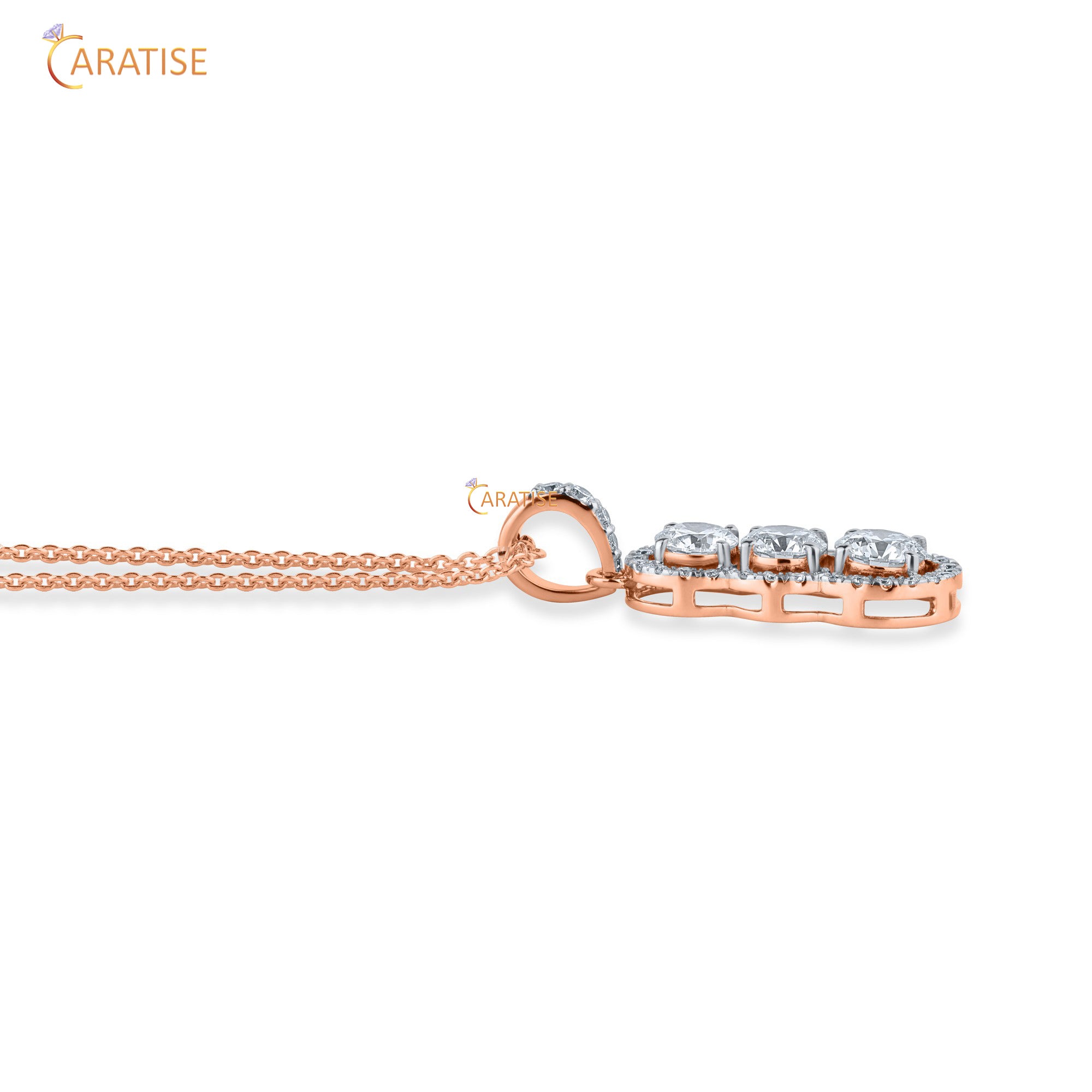 1.36 TDW Round Cut Moissanite Diamond Custom Pendant With Chain 925 Silver