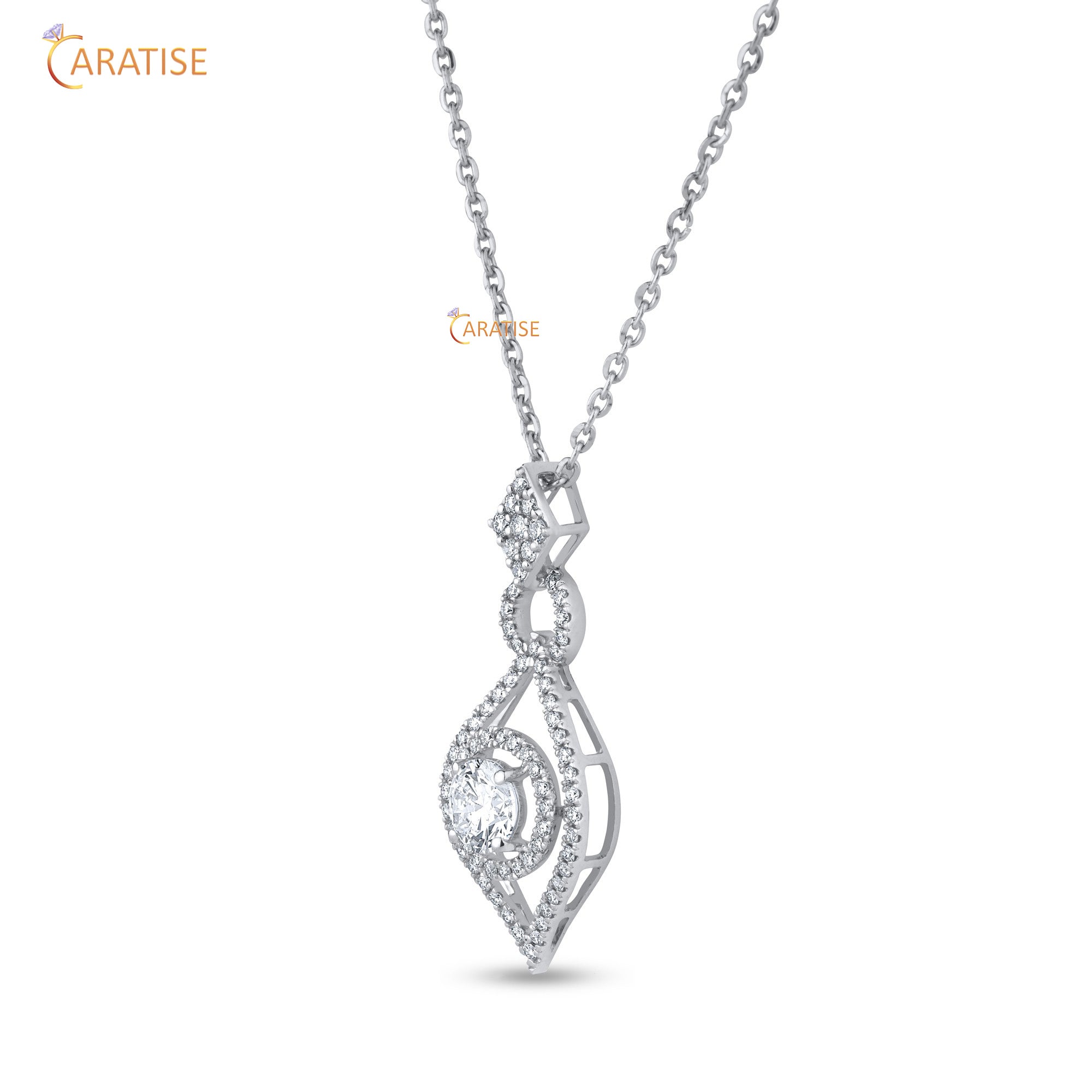 1.137 TDW Round Cut Moissanite Diamond Custom Pendant With Chain 925 Silver