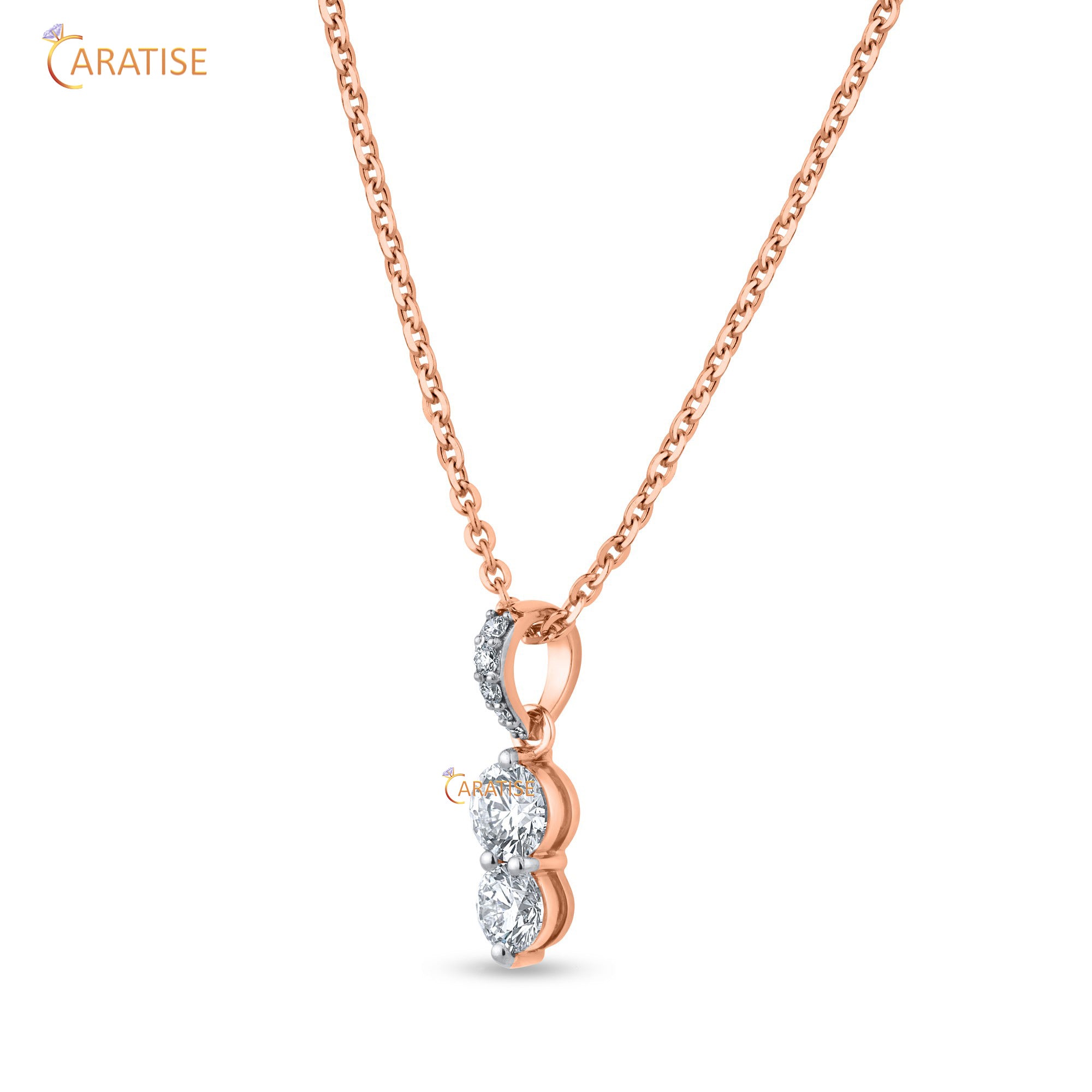 0.86 TDW Round Cut Moissanite Diamond Custom Pendant With Chain 925 Silver