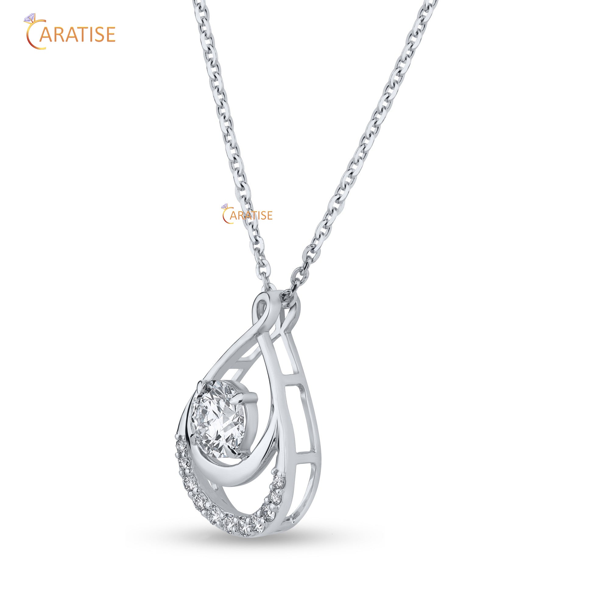 1.48 TDW Round Cut Moissanite Diamond Custom Pendant With Chain 925 Silver