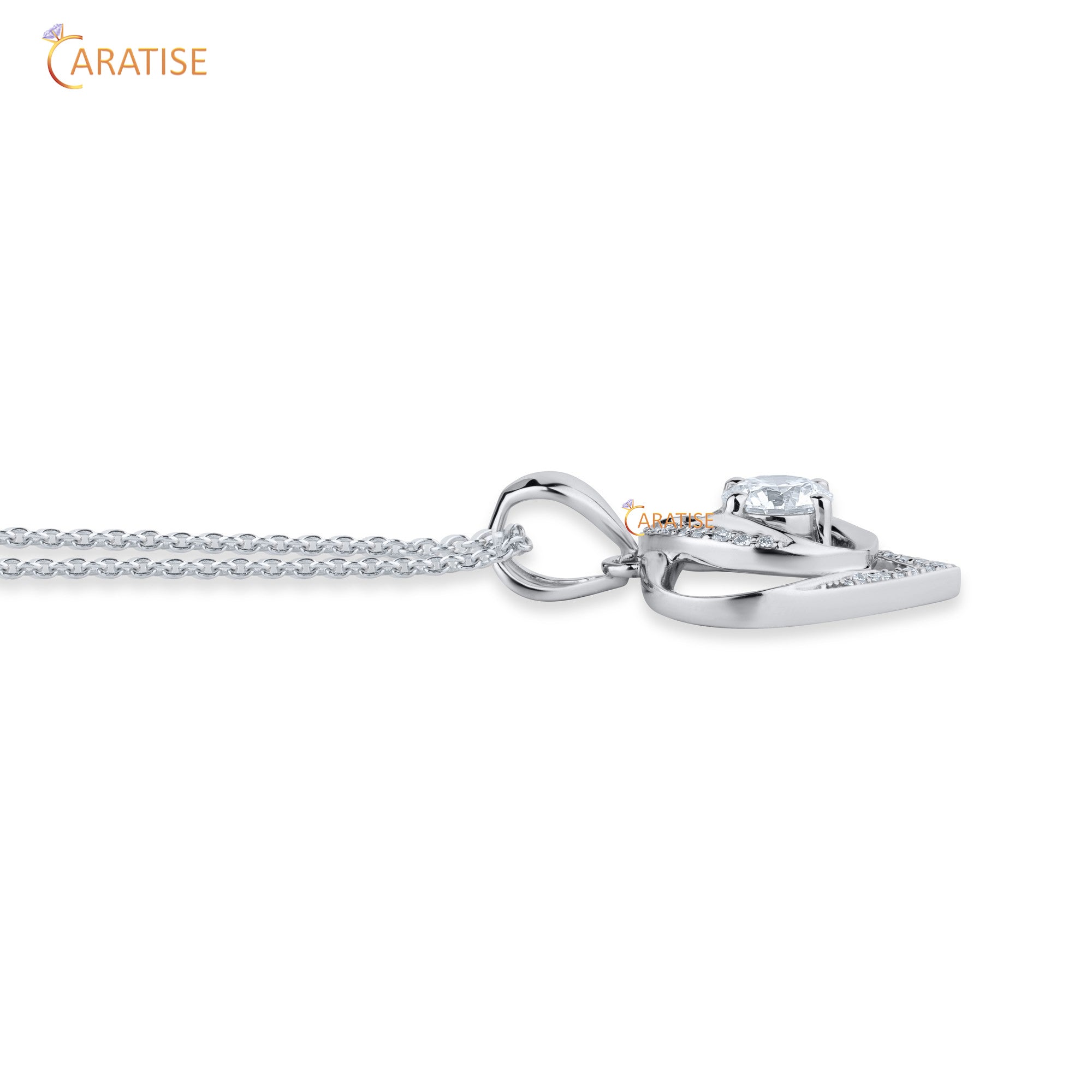 0.92 TDW Round Cut Moissanite Diamond Heart Pendant With Chain 925 Silver