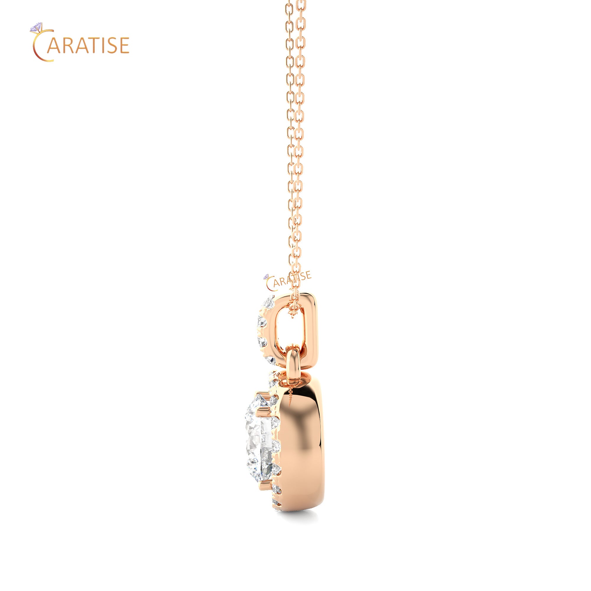 1.52 TDW Round Cut Moissanite Diamond Custom Pendant With Chain 925 Silver