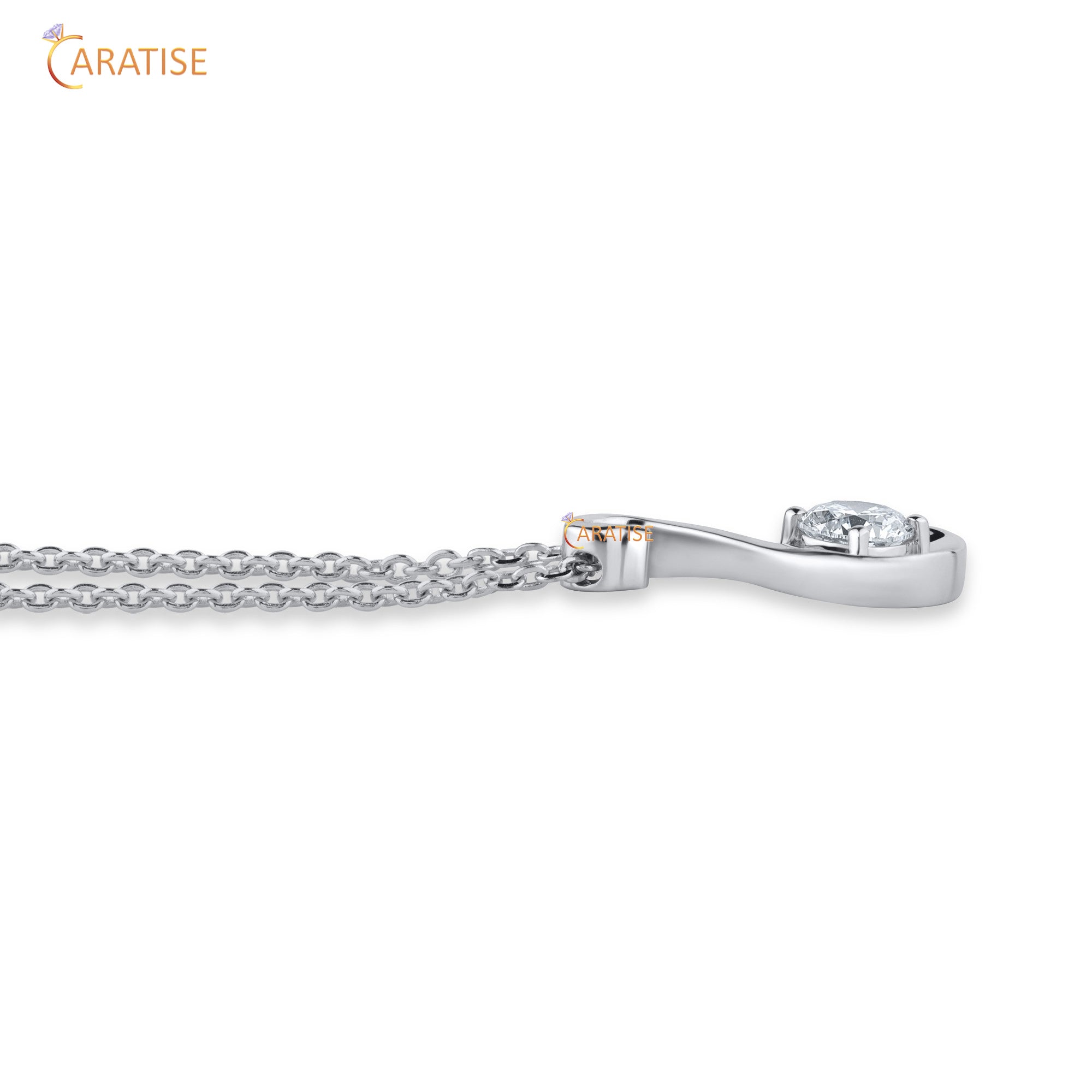 0.76 TDW Round Cut Moissanite Diamond Custom Pendant With Chain 925 Silver