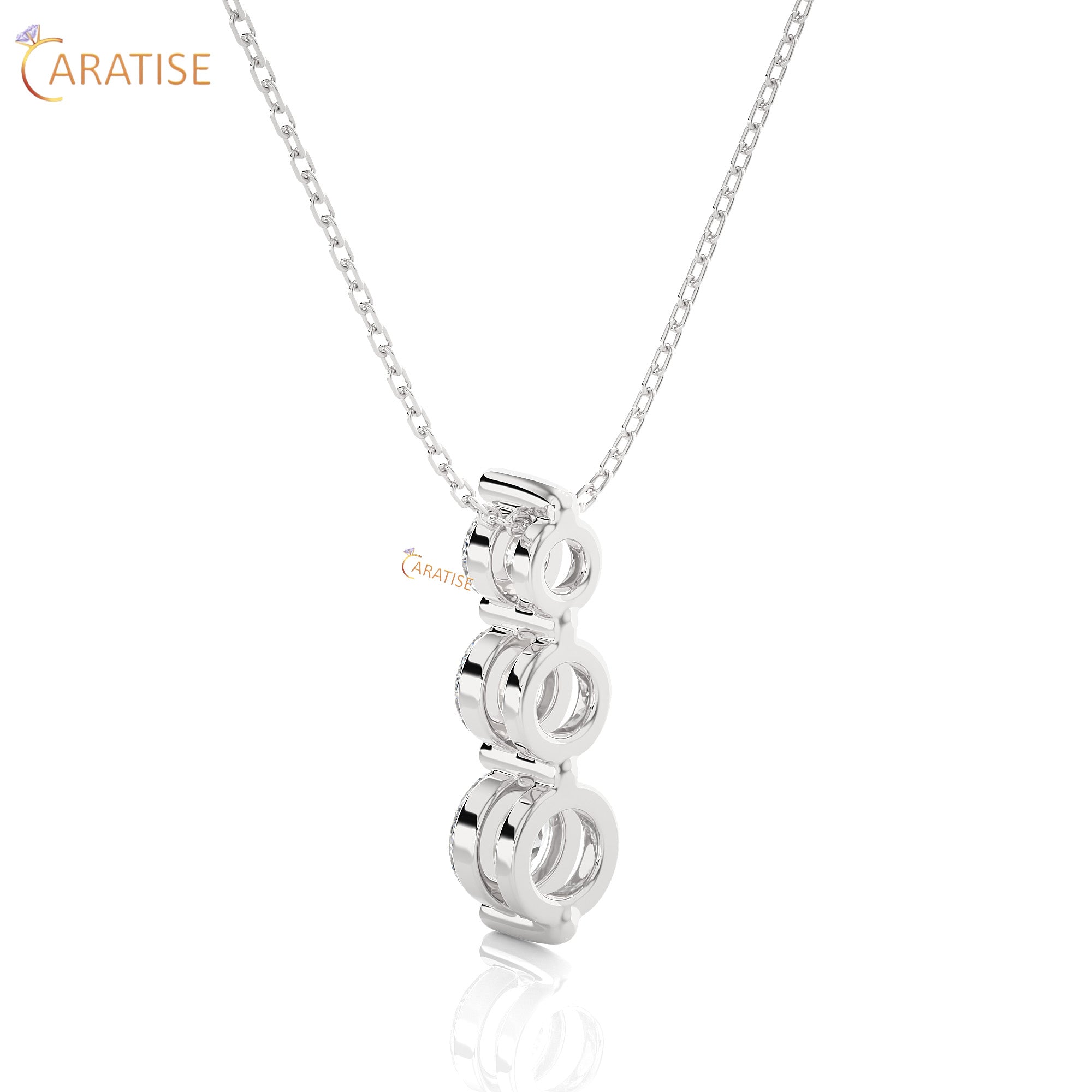 0.84 TDW Round Cut Moissanite Diamond Custom Pendant With Chain 925 Silver