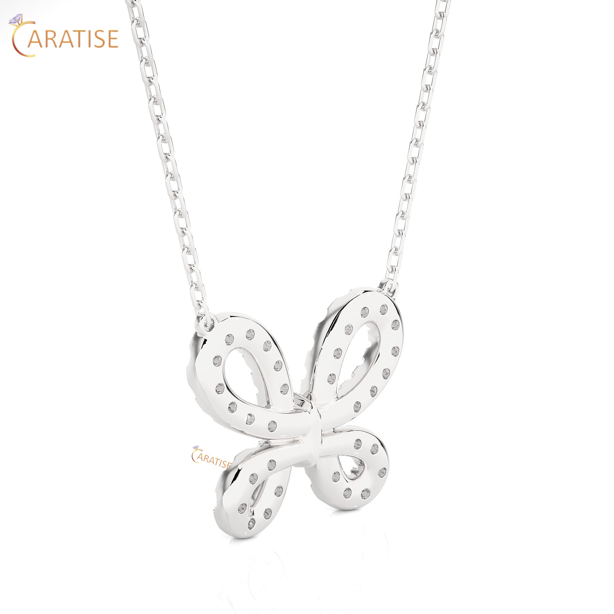 0.31 TDW Round Cut Moissanite Diamond Custom Pendant With Chain 925 Silver