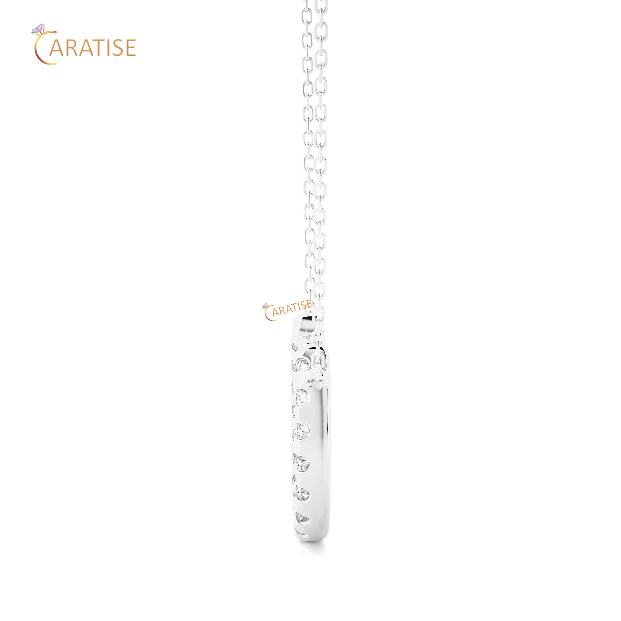 0.26 TDW Round Cut Moissanite Diamond Custom Pendant With Chain 925 Silver