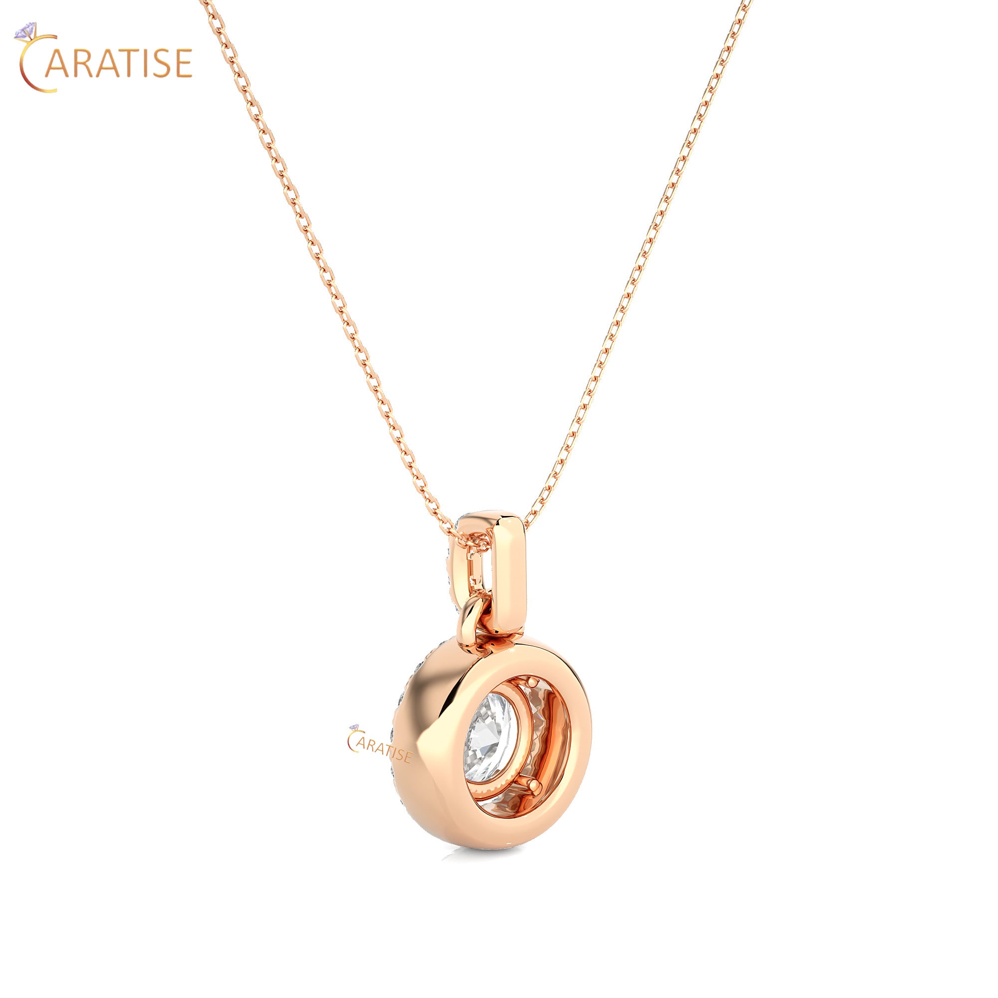 1.52 TDW Round Cut Moissanite Diamond Custom Pendant With Chain 925 Silver