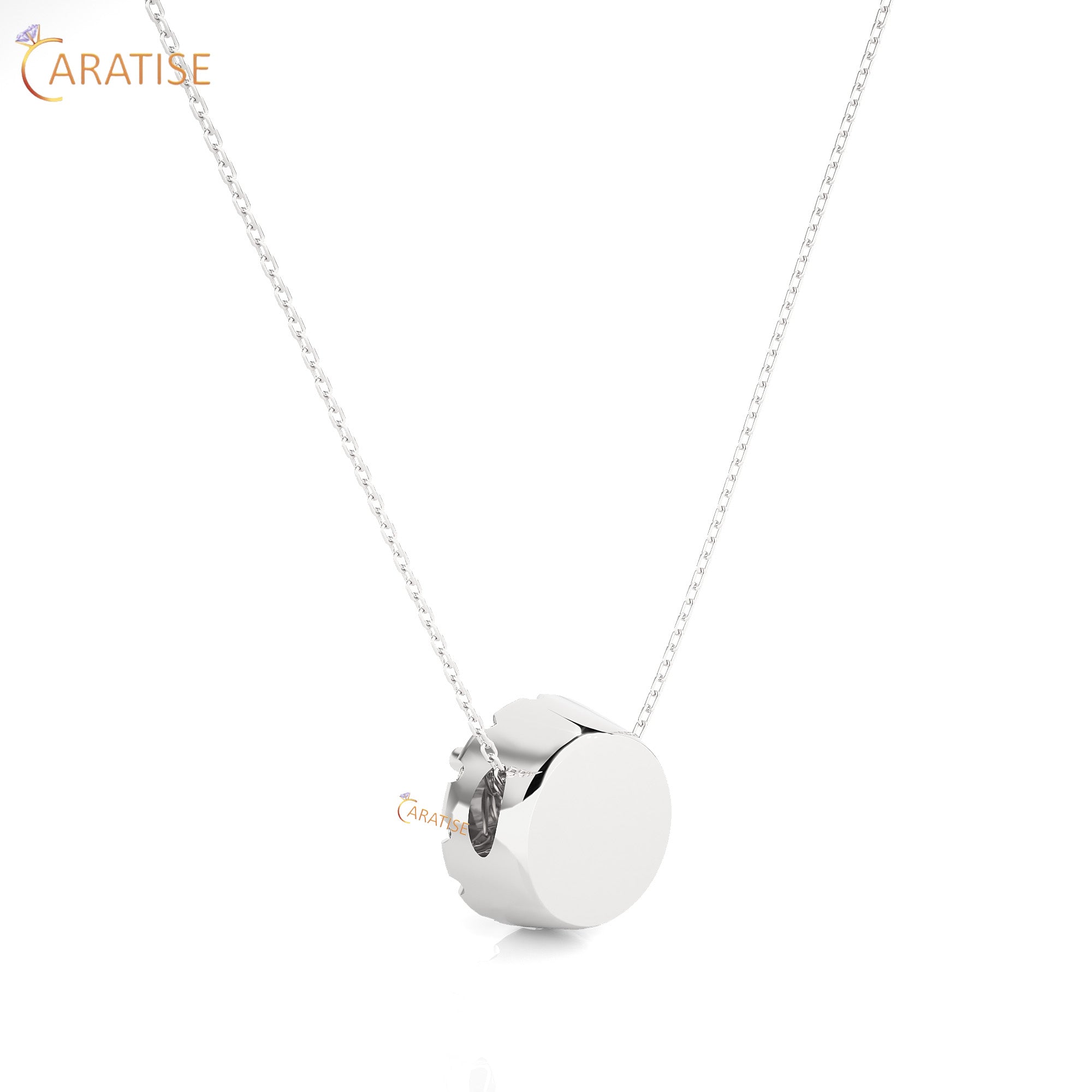 0.34 TDW Round Cut Moissanite Diamond Custom Pendant With Chain 925 Silver