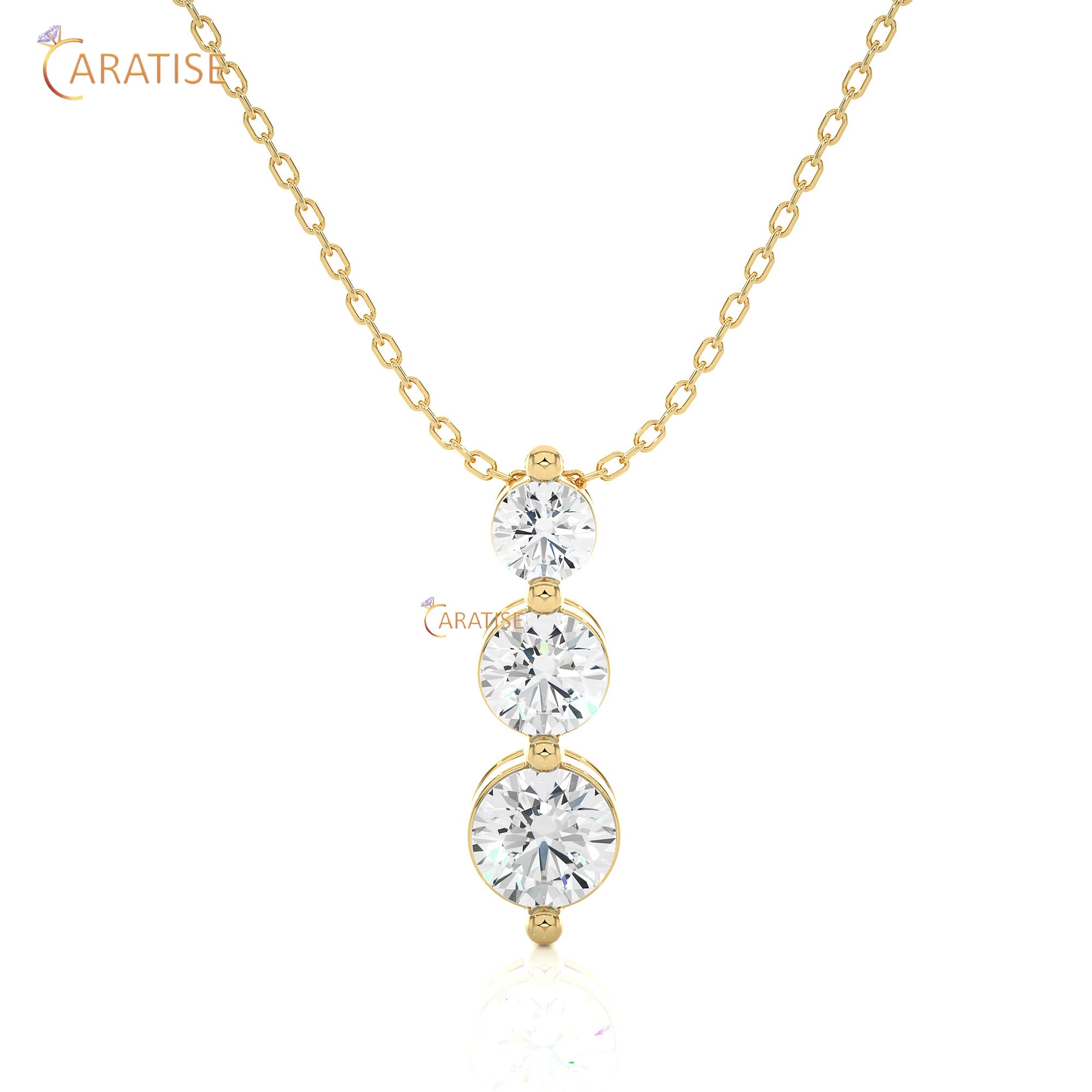 0.84 TDW Round Cut Moissanite Diamond Custom Pendant With Chain 925 Silver