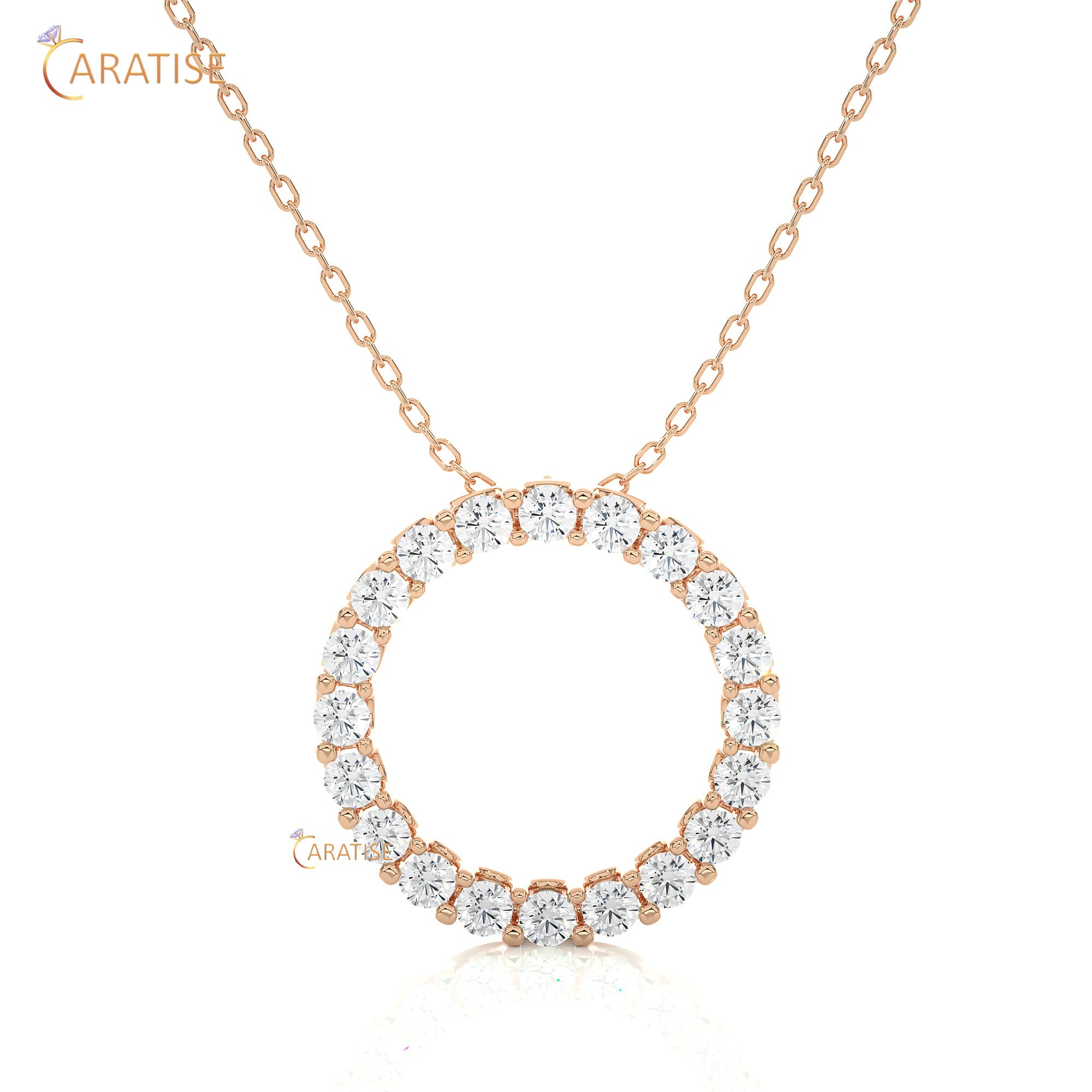 1.64 TDW Round Cut Moissanite Diamond Custom Pendant With Chain 925 Silver