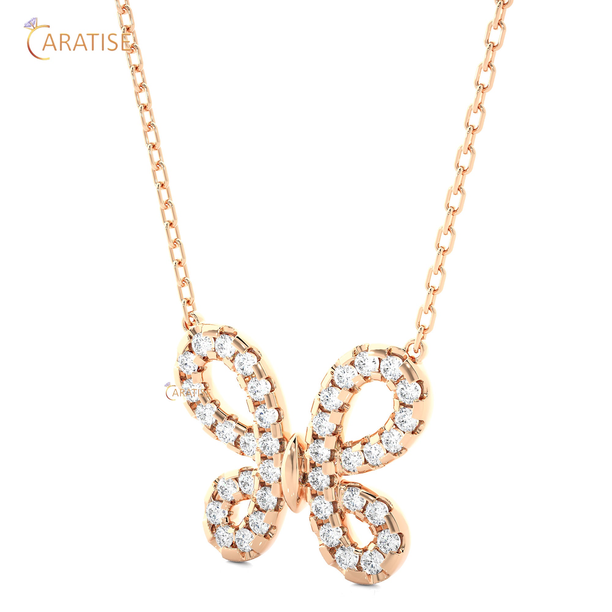 0.31 TDW Round Cut Moissanite Diamond Custom Pendant With Chain 925 Silver