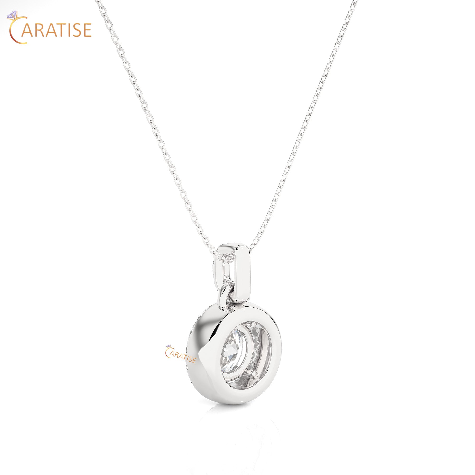 1.52 TDW Round Cut Moissanite Diamond Custom Pendant With Chain 925 Silver